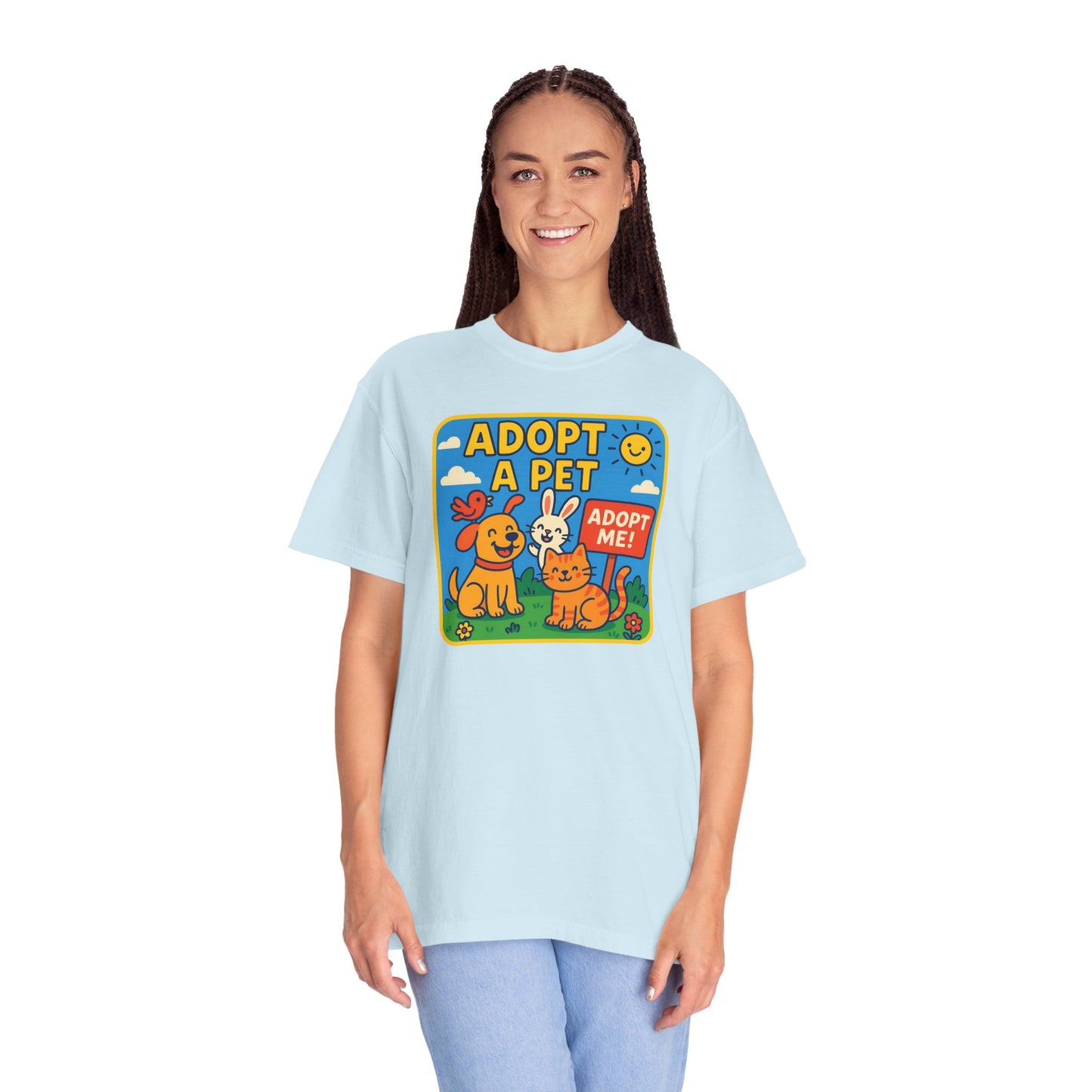 Adopt a Pet T-Shirt - Unisex Garment-Dyed Tee for Animal Lovers