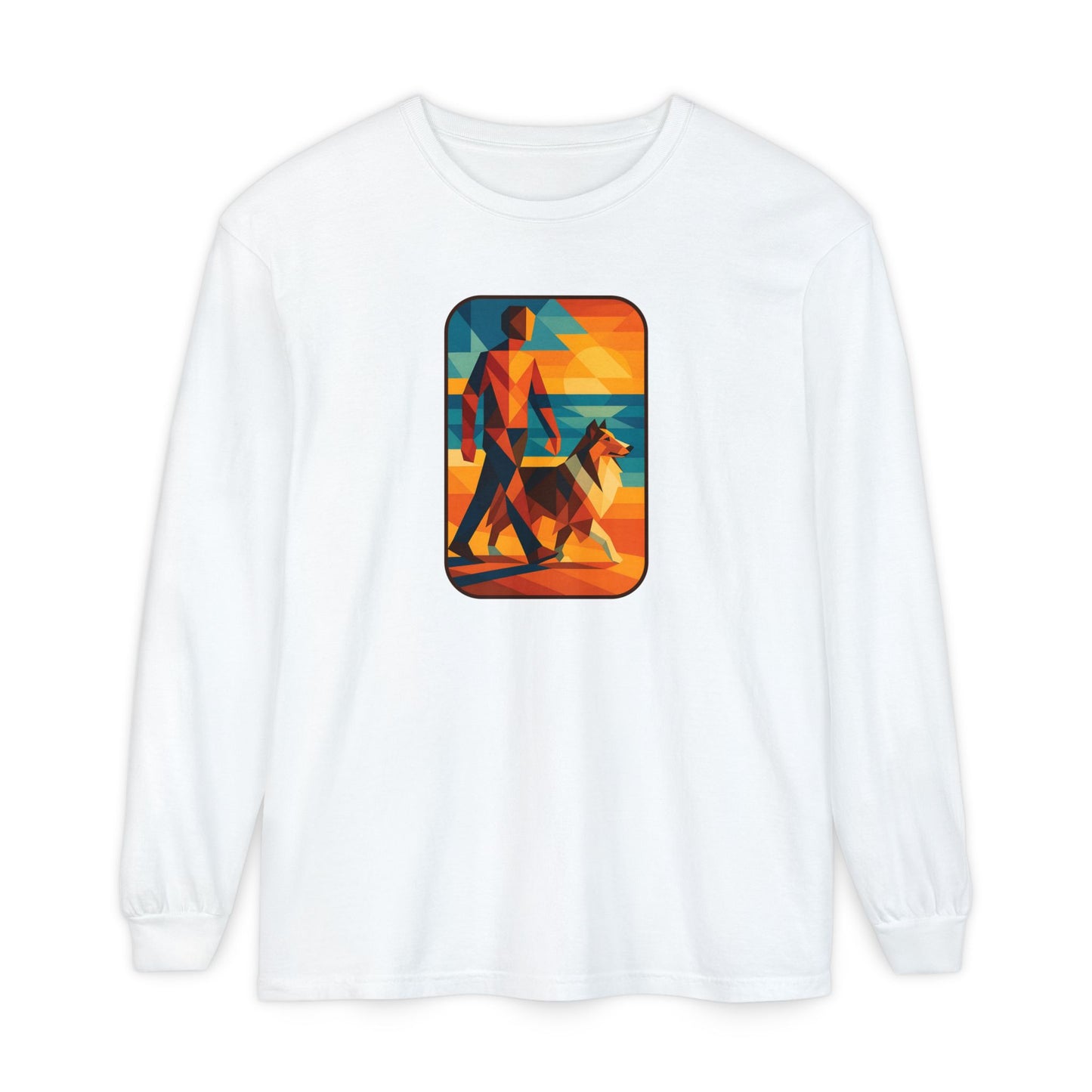 Vibrant Dog Walking Design, Unisex Shirt, Gift for Pet Lovers, Beach Vibe T-Shirt, Cozy Everyday Wear