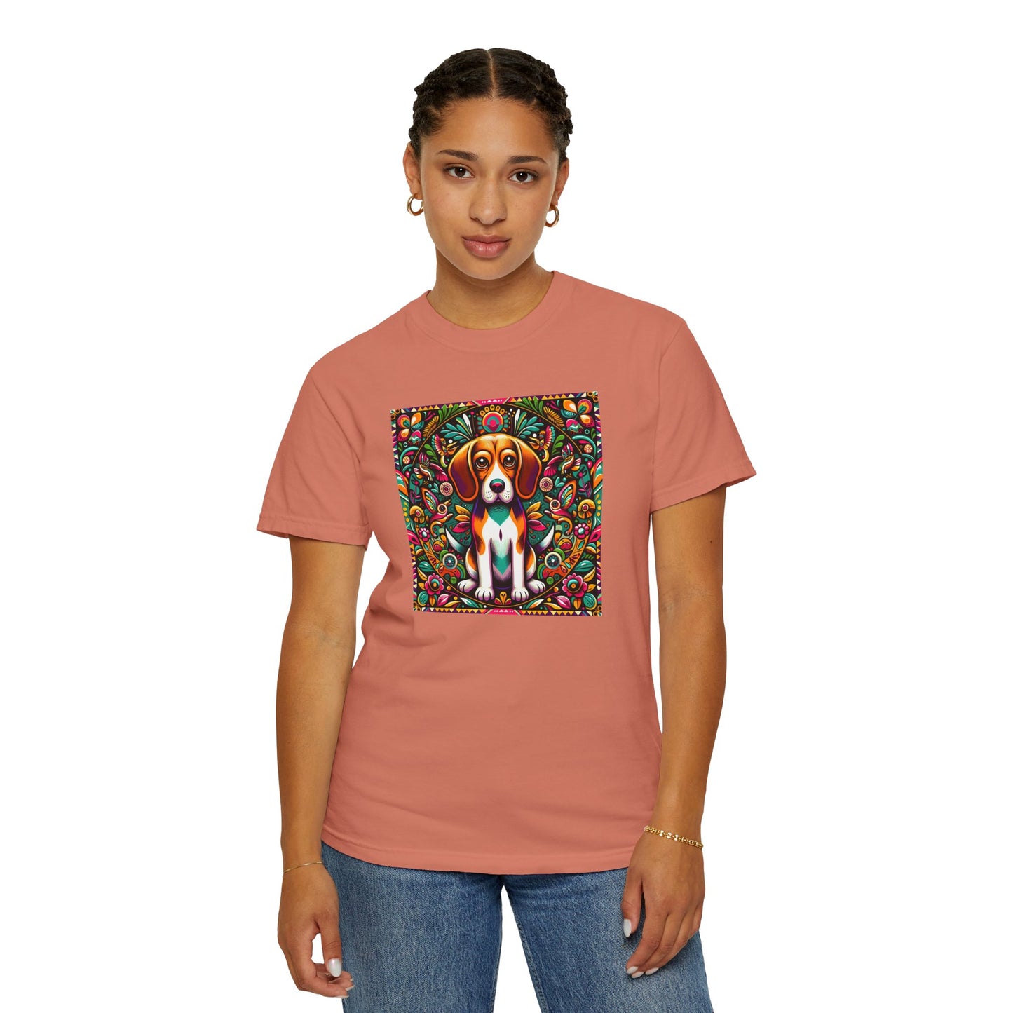 Vibrant Dog Art Unisex Garment-Dyed T-Shirt | Colorful Canine Design