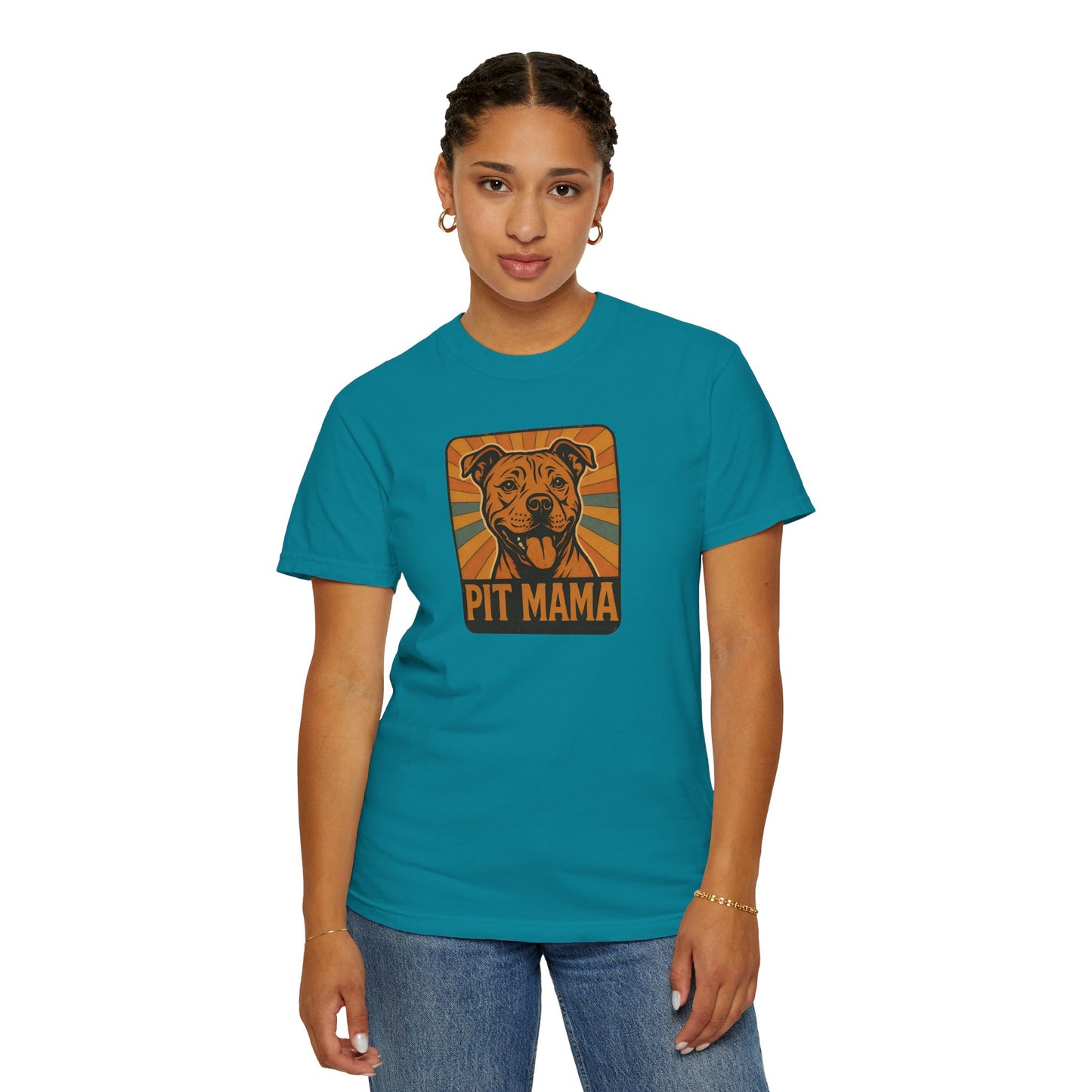 Pit Mama Unisex Garment-Dyed T-Shirt, Dog Lover Gift, Animal Rescue Tee, Pitbull Mom Shirt, Casual Wear, Pet Mom Apparel