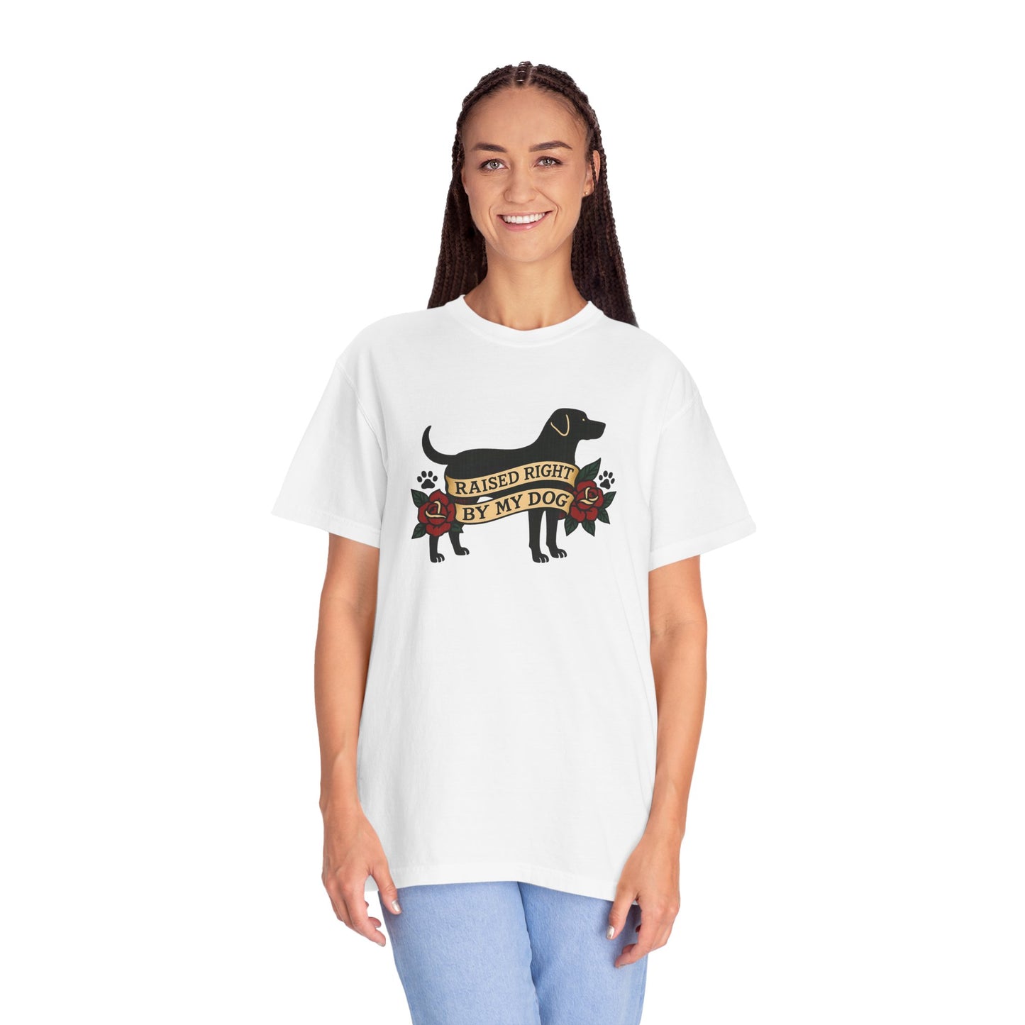 Raised Right by My Dog Tee, Unisex Pet-Themed Apparel, Gift for Dog Owners, Cute Canine Shirt