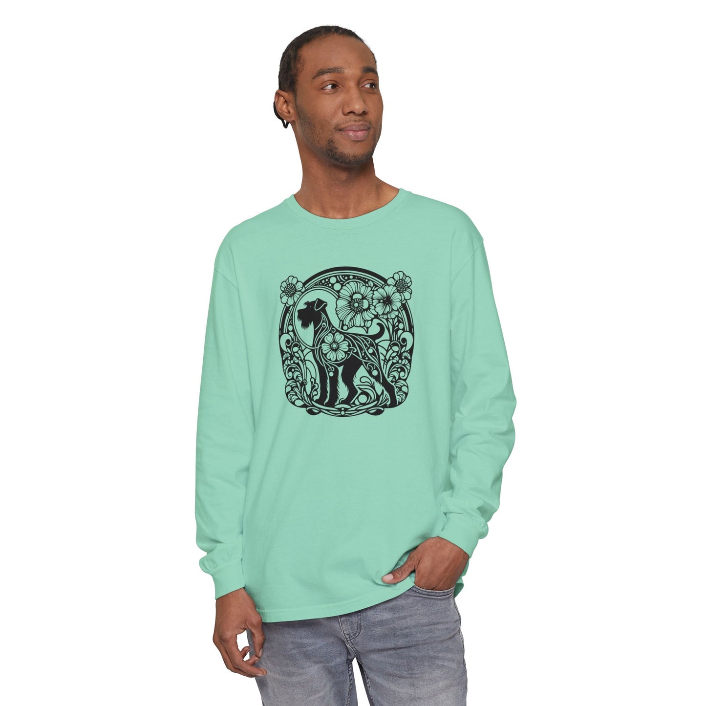 Floral Dog Long Sleeve T-Shirt - Unisex Tee for Animal Lovers