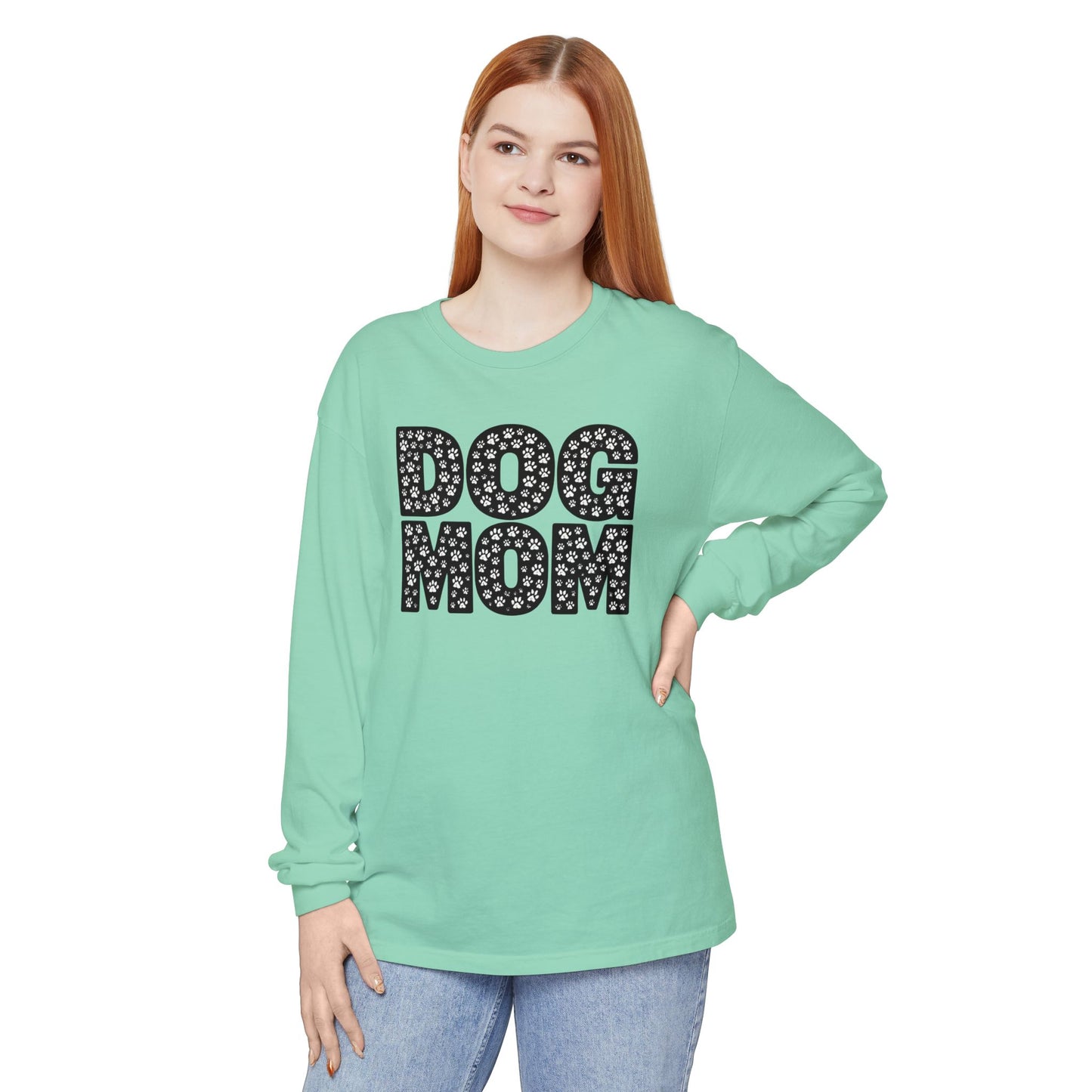 Dog Mom Long Sleeve T-Shirt, Gift for Dog Lovers, Casual Wear, Pet Owner Apparel, Mother's Day Gift, Dog Themed Fashion