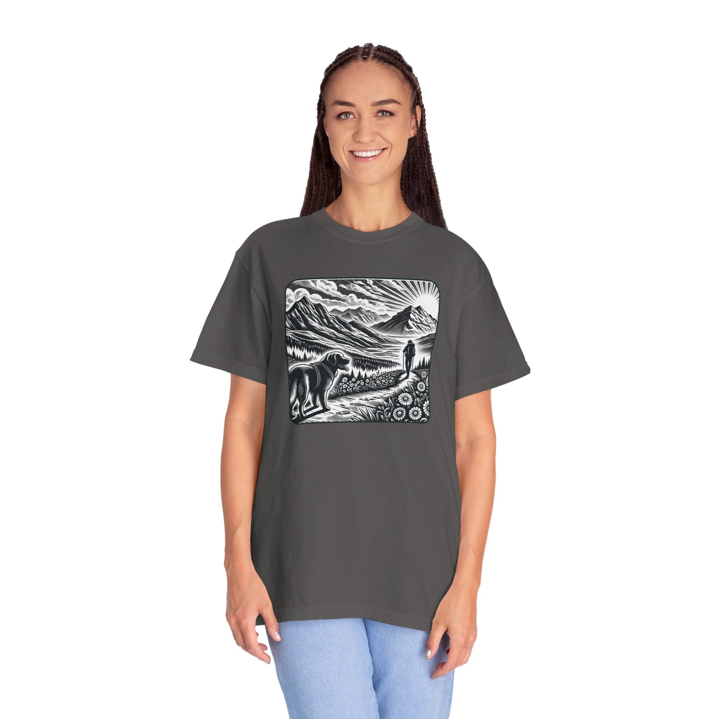 Hiker Unisex Garment-Dyed T-Shirt with Nature Design - Perfect for Outdoor Lovers