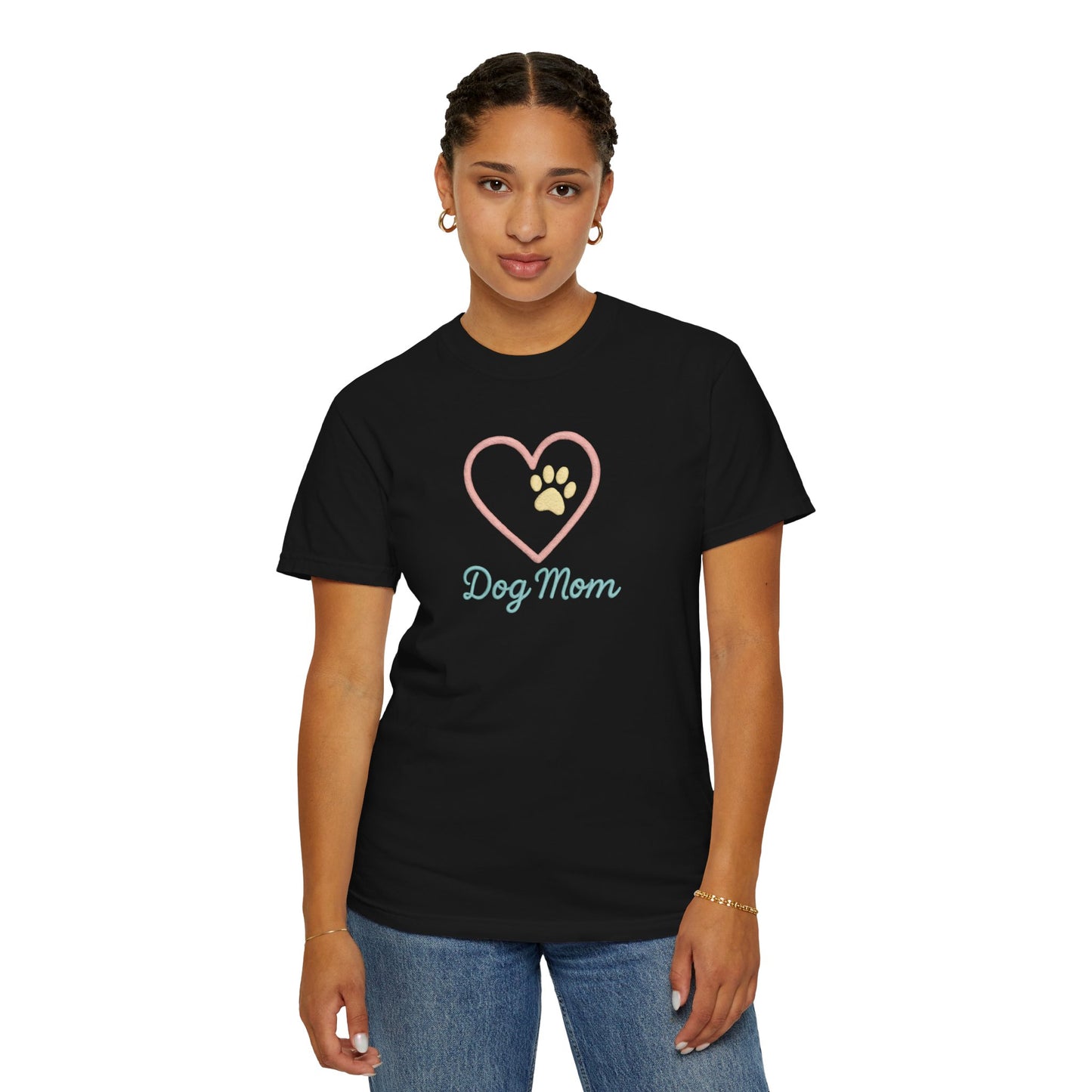 Dog Mom T-Shirt, Garment-Dyed Tee for Dog Owners, Perfect Gift for Pet Lovers, Casual Wear, Animal Lover Shirt