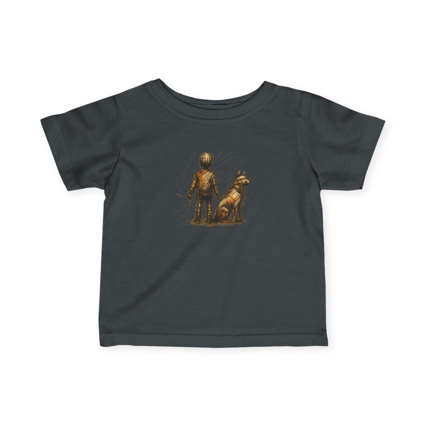 Infant Tee - Boy and his dog Artistic Sketch Drawing