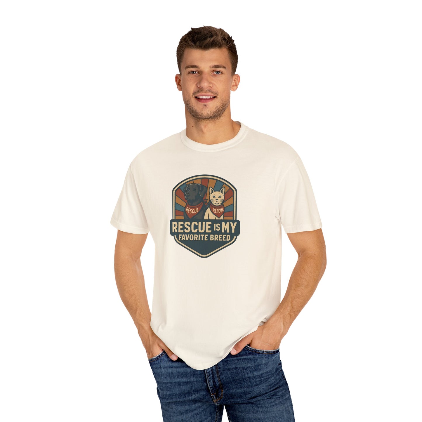 Rescue is My Favorite Breed T-Shirt, Unisex Animal Lover Tee, Pet Adoption Gift, Casual Wear, Dog Lover Shirt, Gift for Him/Her