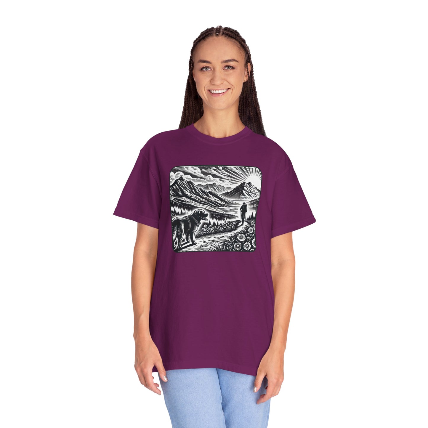 Hiker Unisex Garment-Dyed T-Shirt with Nature Design - Perfect for Outdoor Lovers