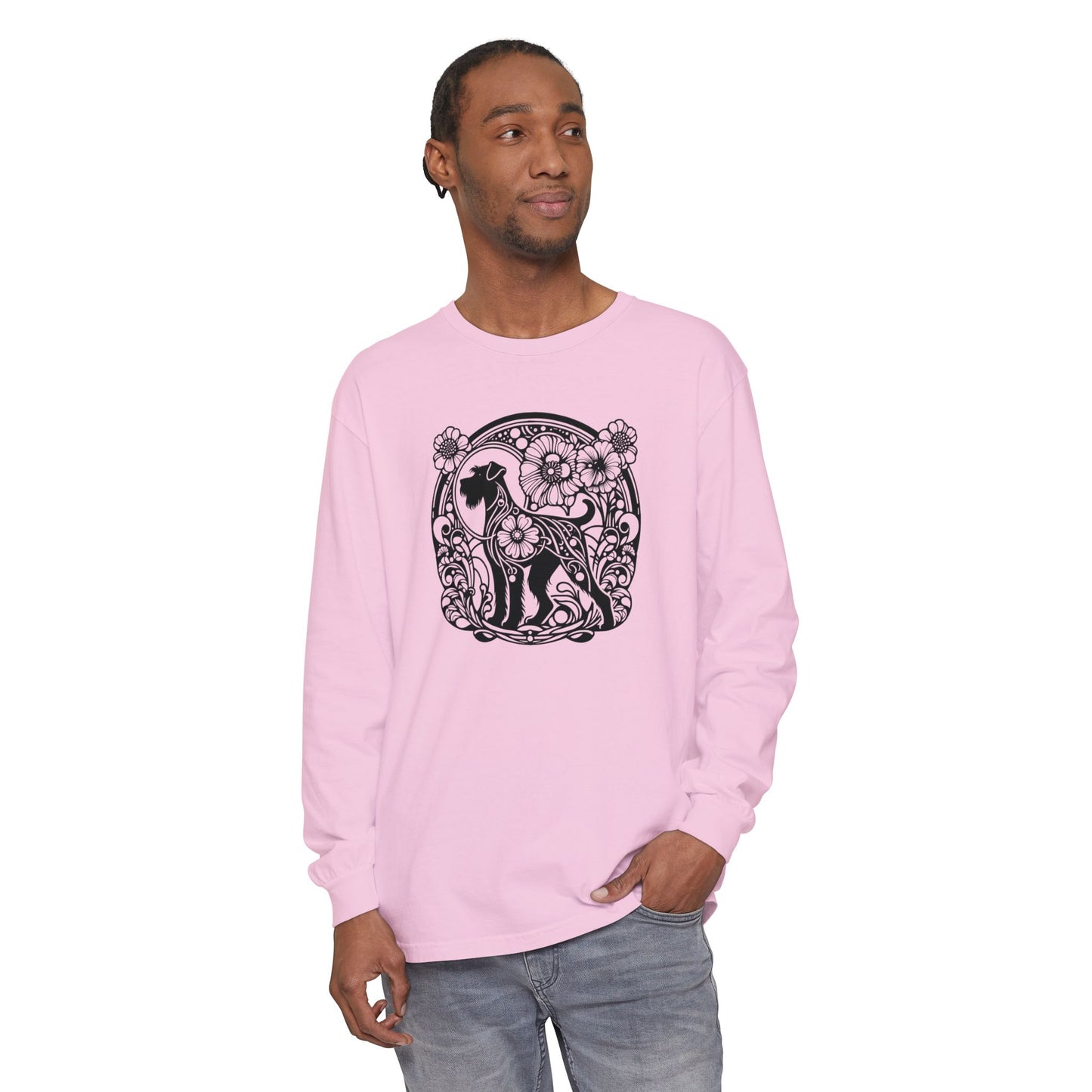 Floral Dog Long Sleeve T-Shirt - Unisex Tee for Animal Lovers