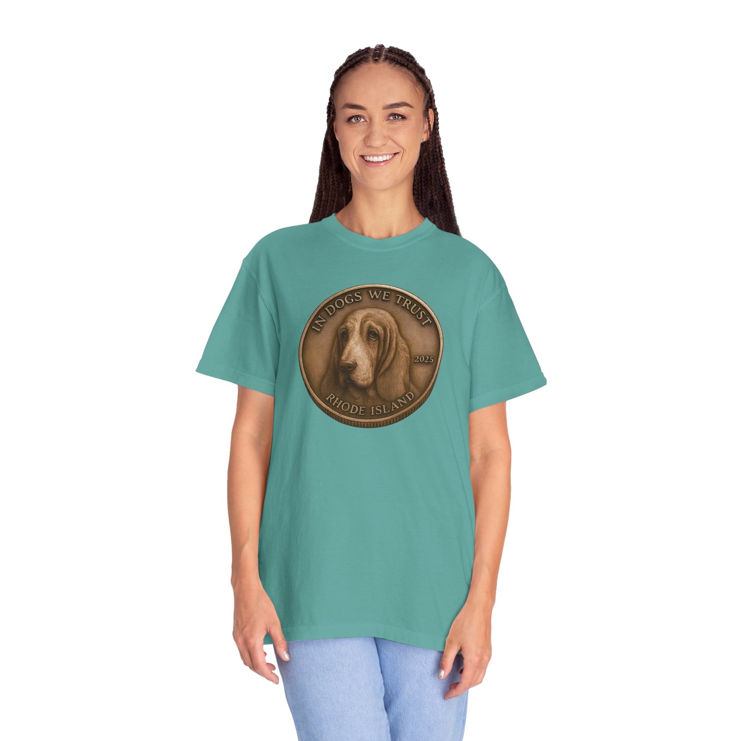 Rhode Island State Coin T-Shirt Collection - Proud Dog Breed Illustrations
