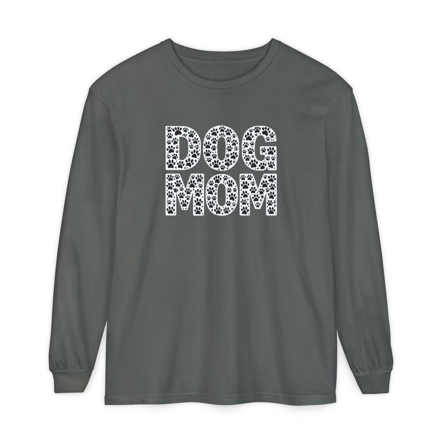 Dog Mom Long Sleeve T-Shirt, Gift for Dog Lovers, Casual Wear, Pet Owner Apparel, Unisex Dog Themed Clothing