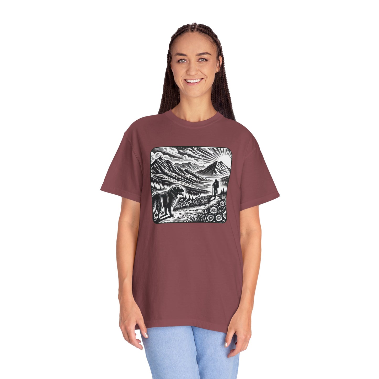 Hiker Unisex Garment-Dyed T-Shirt with Nature Design - Perfect for Outdoor Lovers
