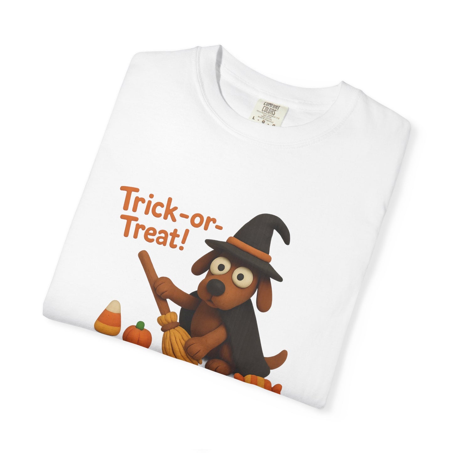 Cute Halloween Dog T-Shirt, Trick-or-Treat Shirt, Fall Apparel, Pet Lover Gift, Unisex Halloween Clothing, Animal Lover Tee