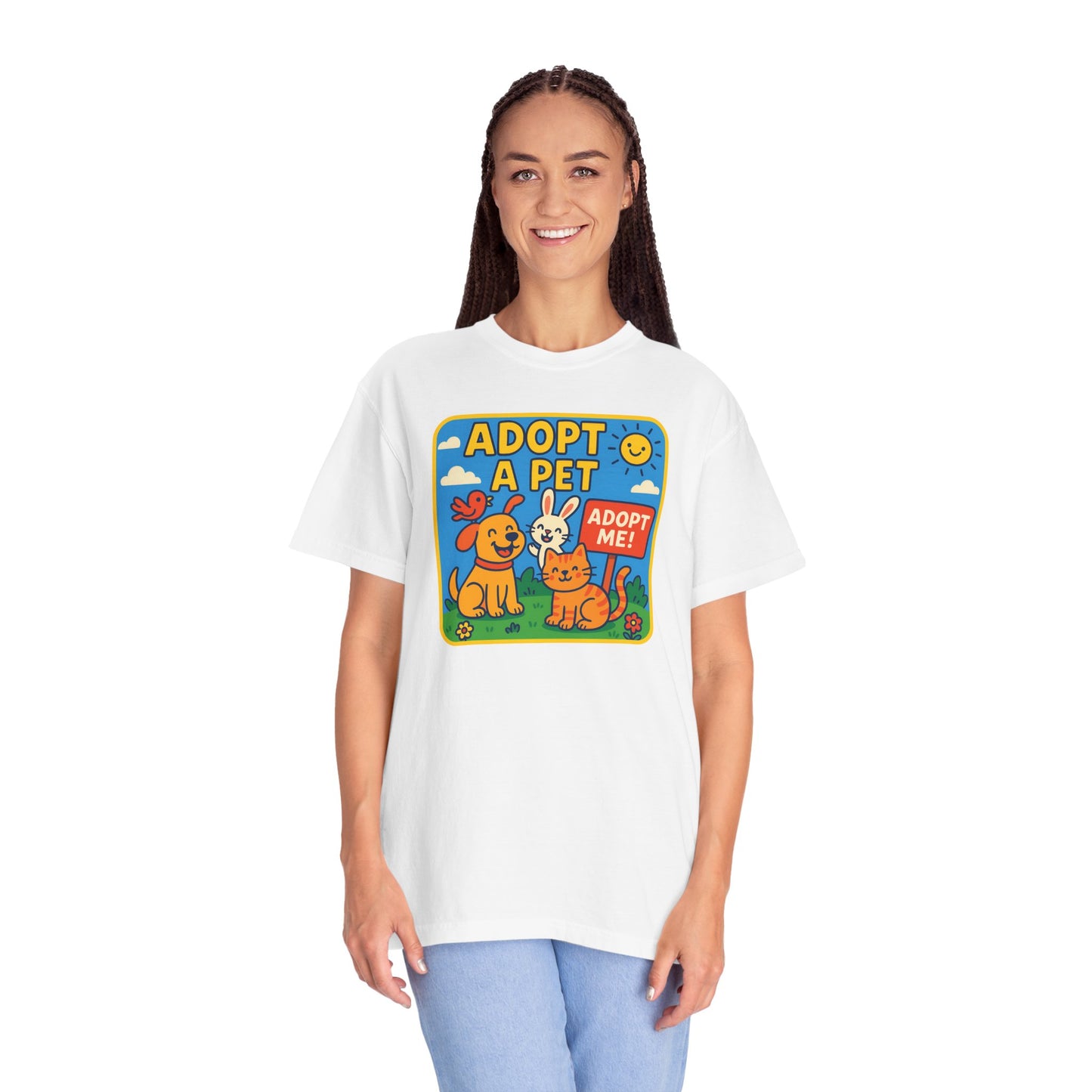 Adopt a Pet T-Shirt - Unisex Garment-Dyed Tee for Animal Lovers
