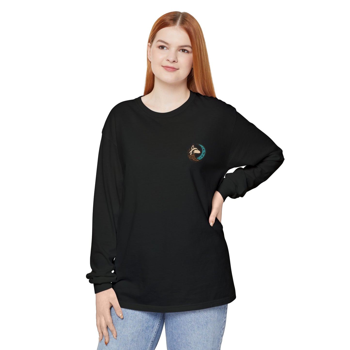 Mystical Indian Princess and a Wolf Long sleeve Tee