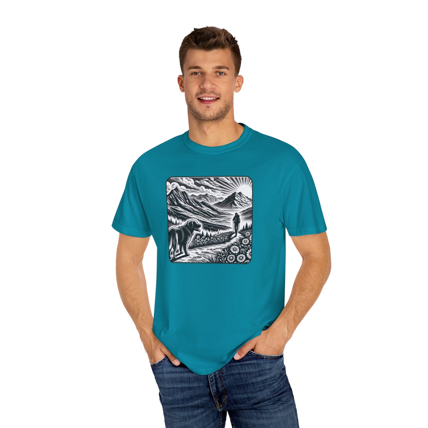 Hiker Unisex Garment-Dyed T-Shirt with Nature Design - Perfect for Outdoor Lovers
