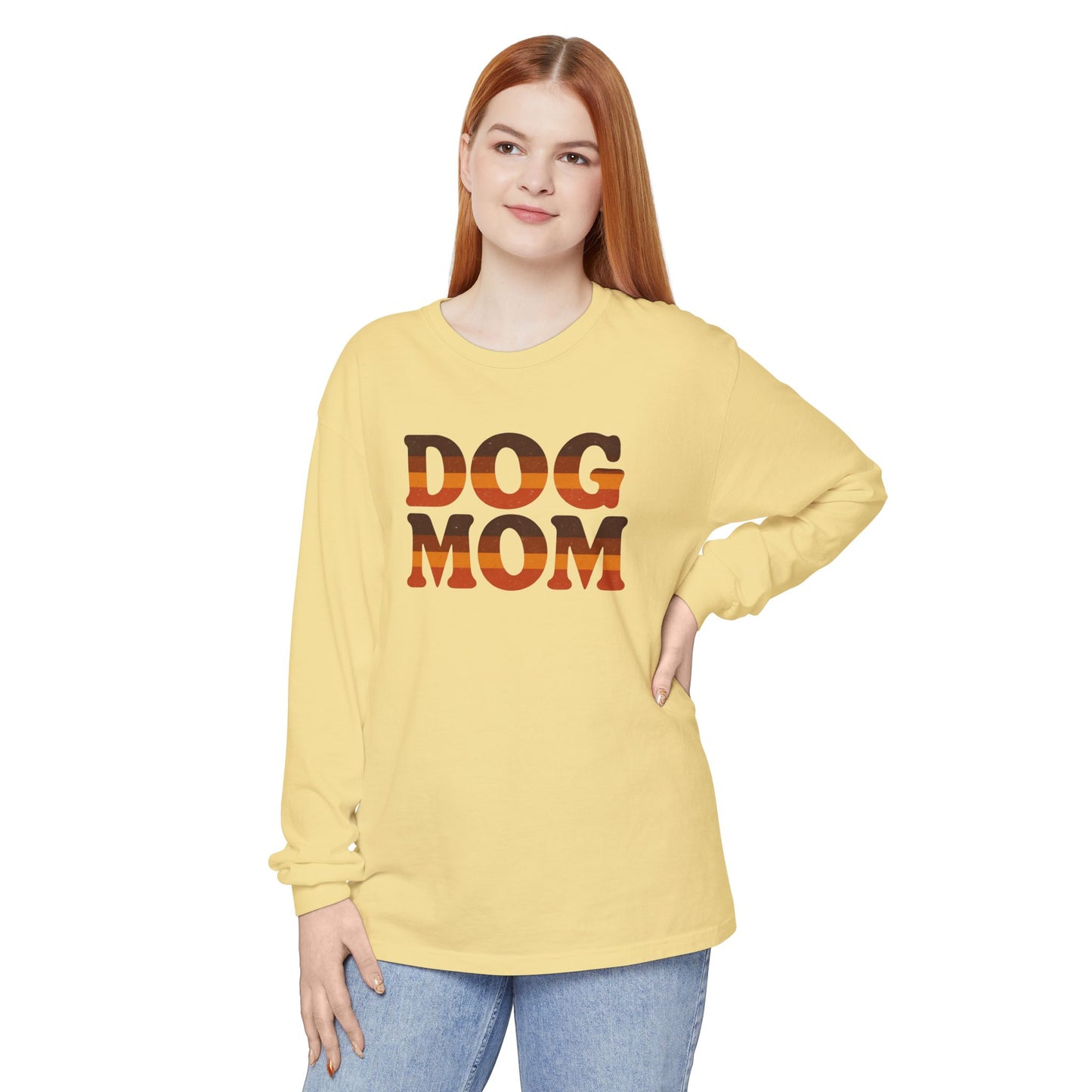 Dog Mom Long Sleeve Tee, Perfect Gift for Dog Lovers, Casual Wear, Pet-Themed Apparel, Great for Birthdays or Holidays