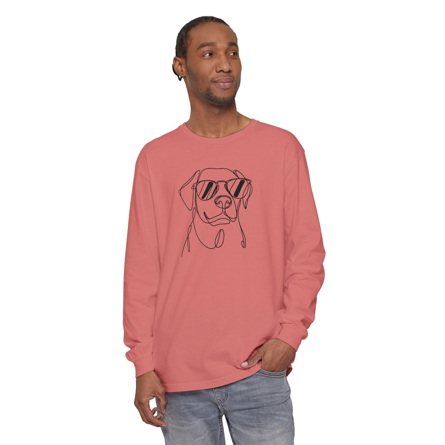 Cool Dog Long Sleeve T-Shirt | Unisex Garment-Dyed Tee