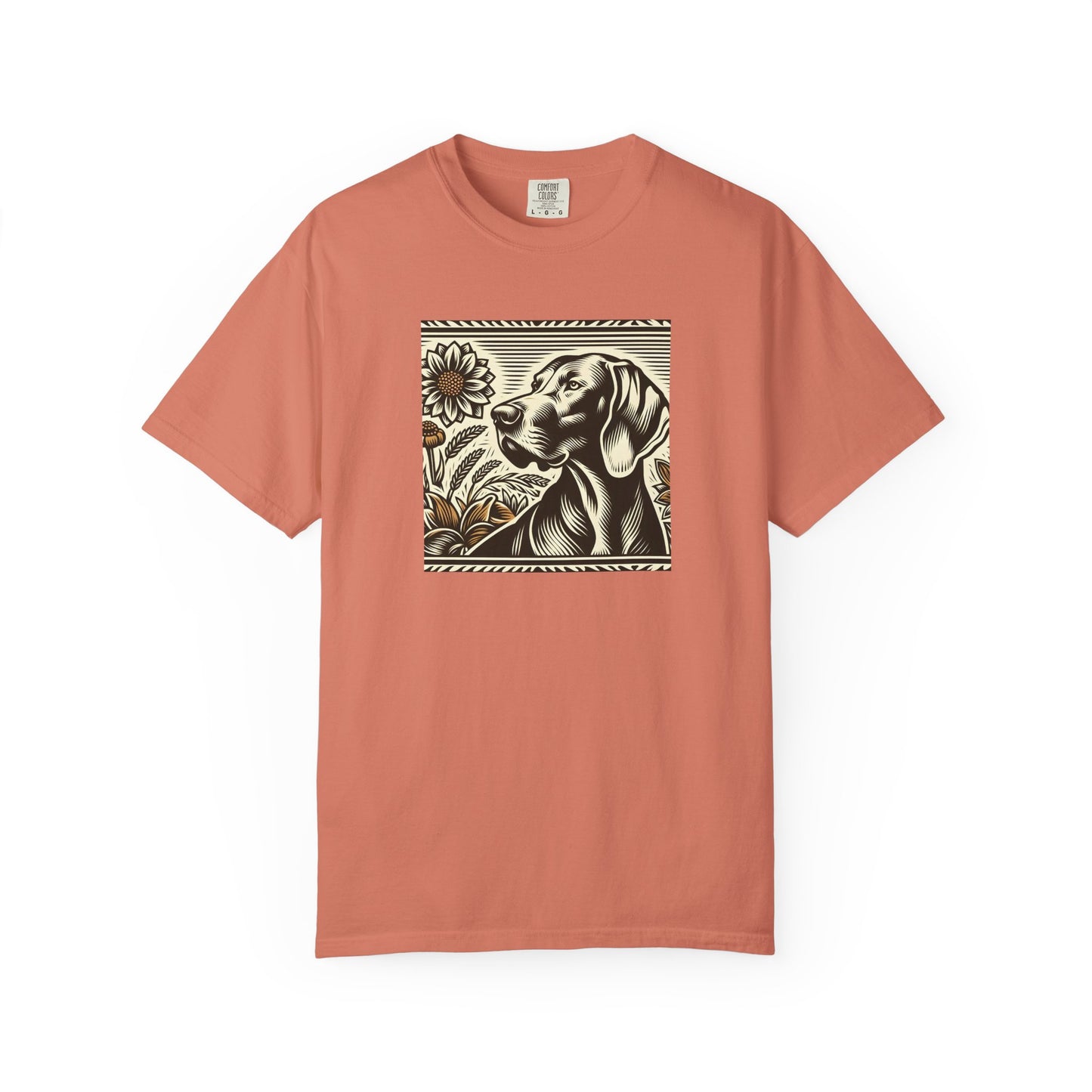 Weimaraner Dog Lover's Unisex Garment-Dyed T-Shirt with Floral Design