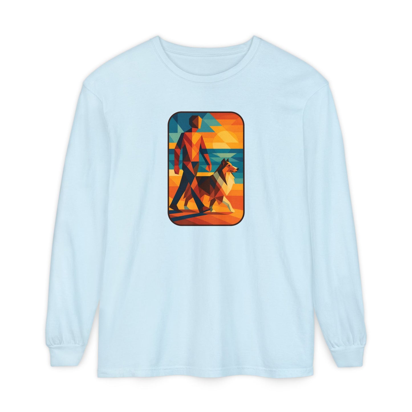 Vibrant Dog Walking Design, Unisex Shirt, Gift for Pet Lovers, Beach Vibe T-Shirt, Cozy Everyday Wear