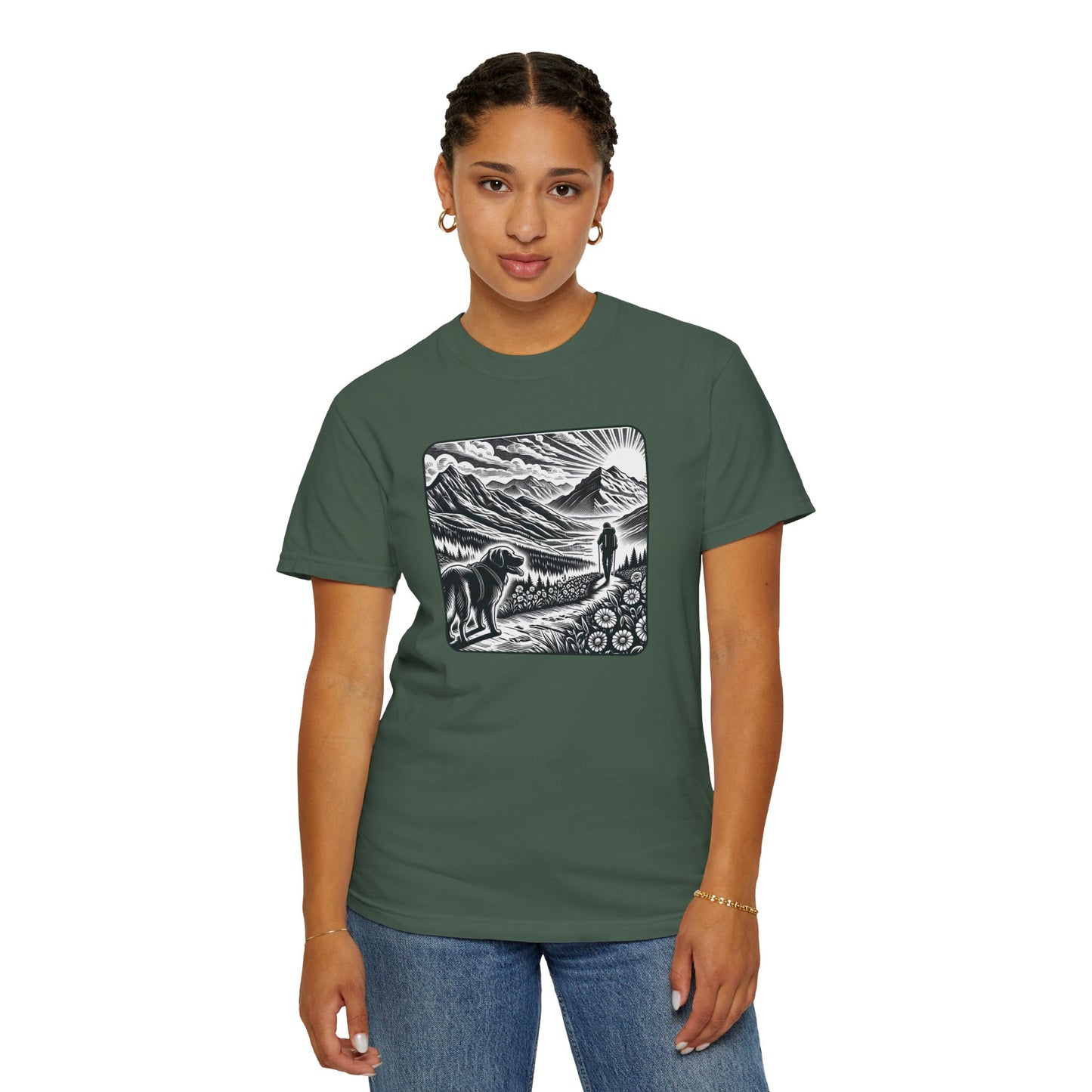Hiker Unisex Garment-Dyed T-Shirt with Nature Design - Perfect for Outdoor Lovers