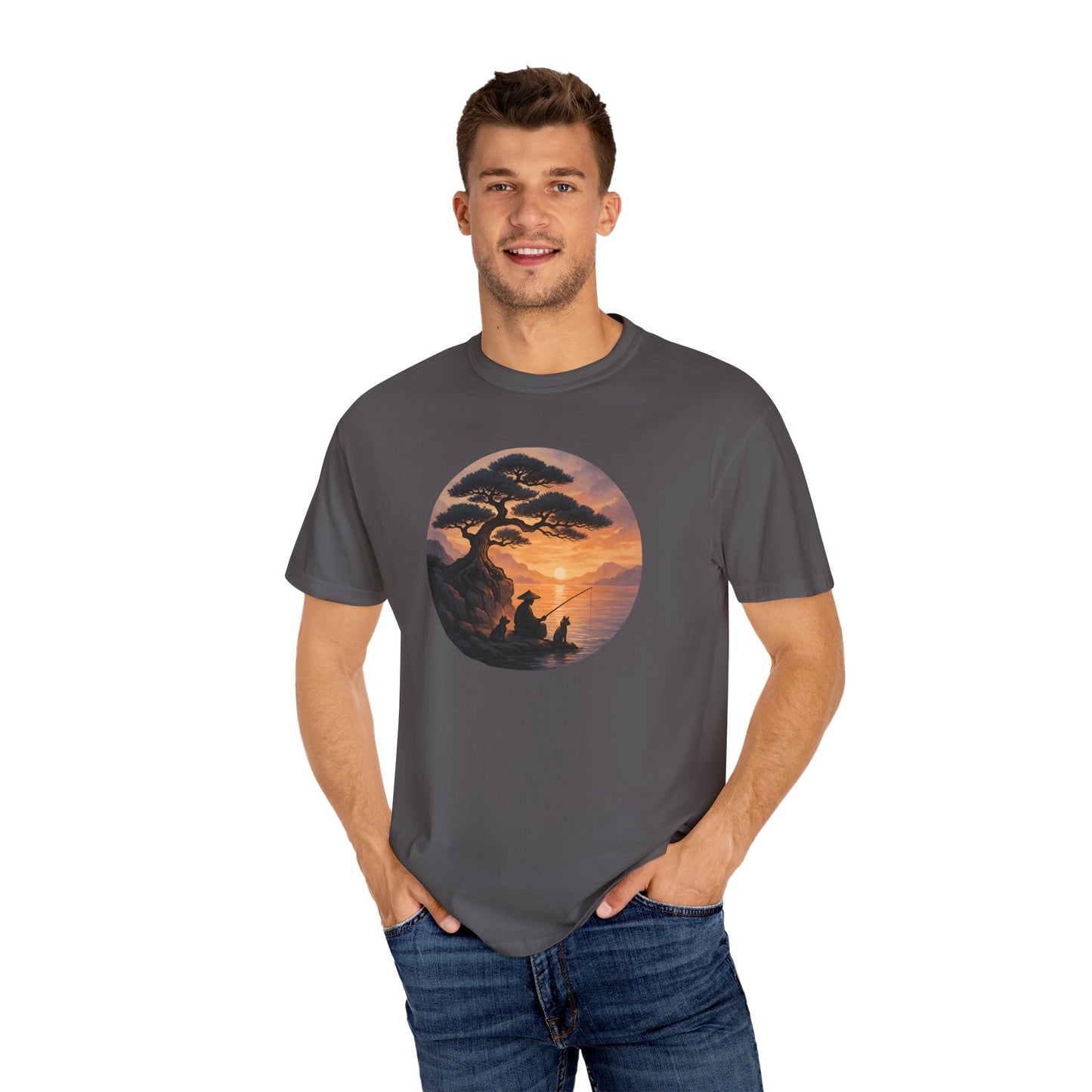 Vintage Sunset Fisherman Unisex T-shirt