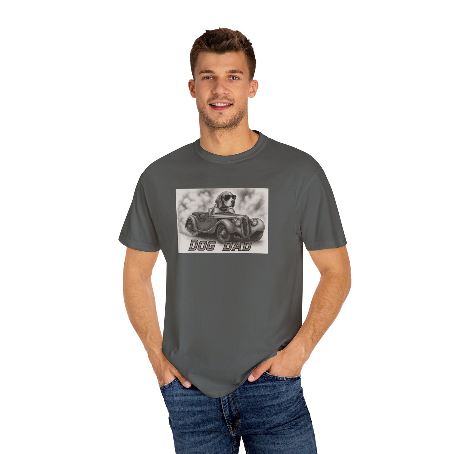 Dog Dad- Beagle - Cool Dogs in Cool Cars T-Shirt Collection | Funny Dog Lover Apparel for Men