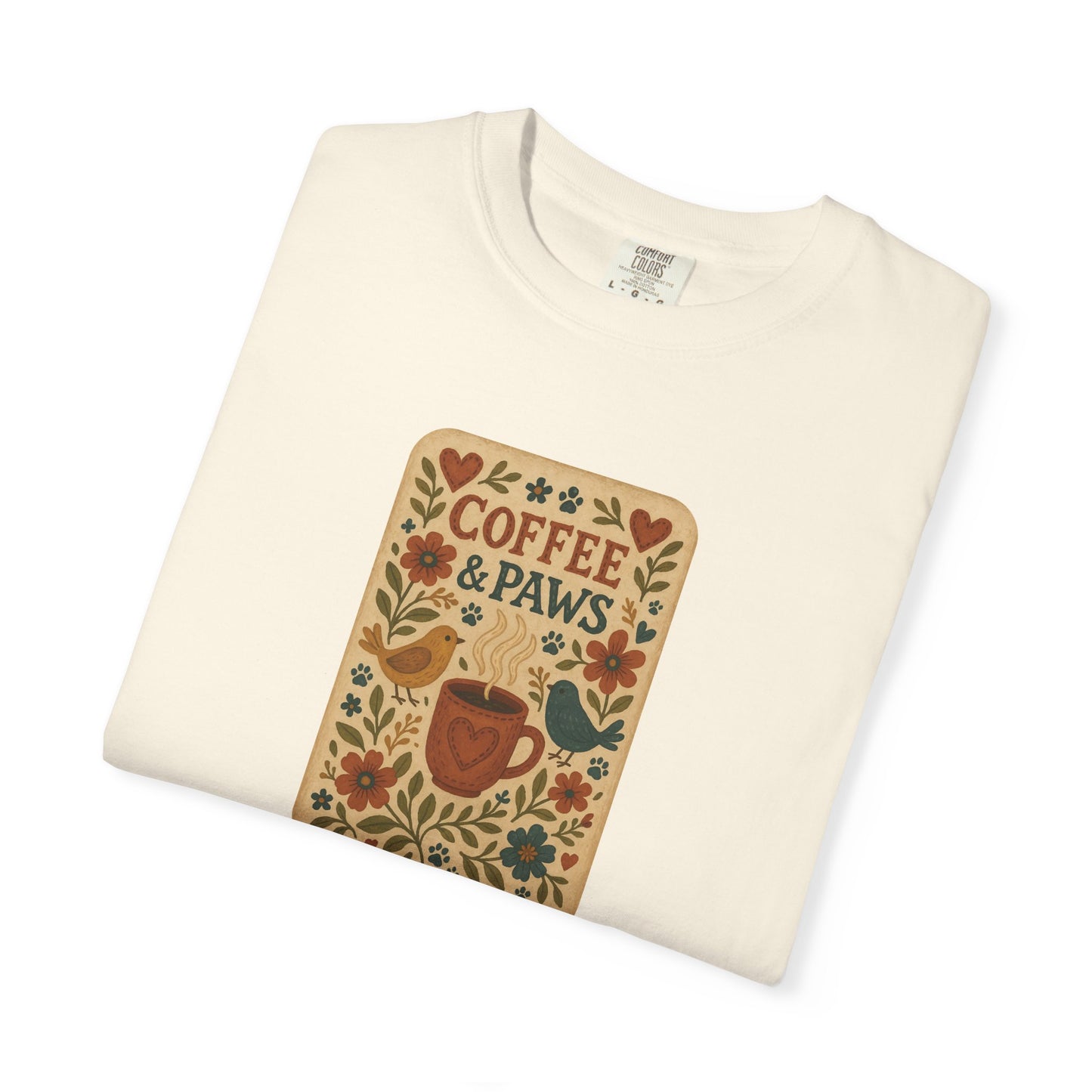 Coffee and Paws Unisex T-Shirt | Cute Pet Lover Tee, Gift for Dog Owners, Casual Wear, Animal Lover Apparel, Perfect for Coffee Lovers
