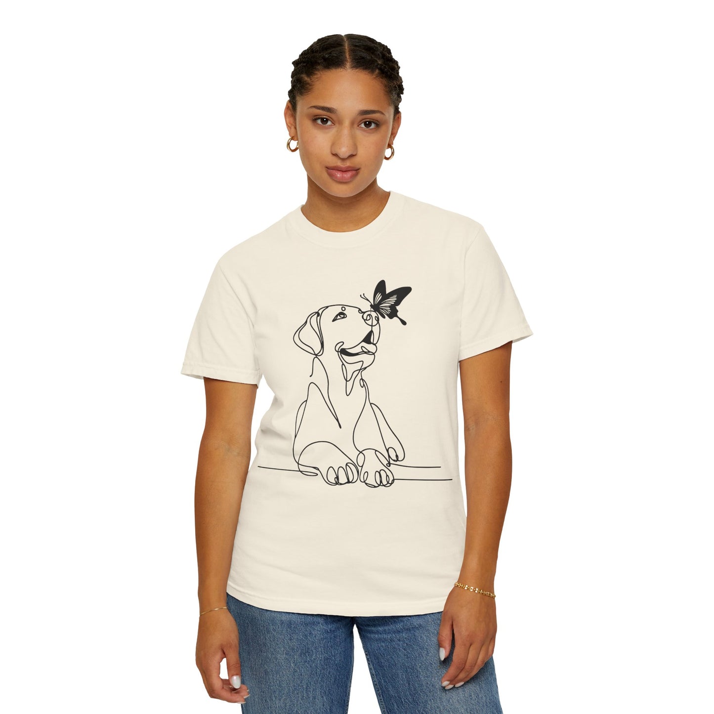 Adorable Dog and Butterfly T-Shirt, Cute Pet Tee, Dog Lover Gift, Casual Wear, Animal Lover Apparel, Birthday Gift for Dog Owners