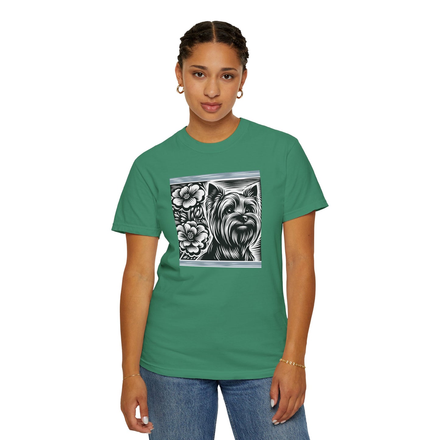 Cute Yorkie Floral T-Shirt for Dog Lovers
