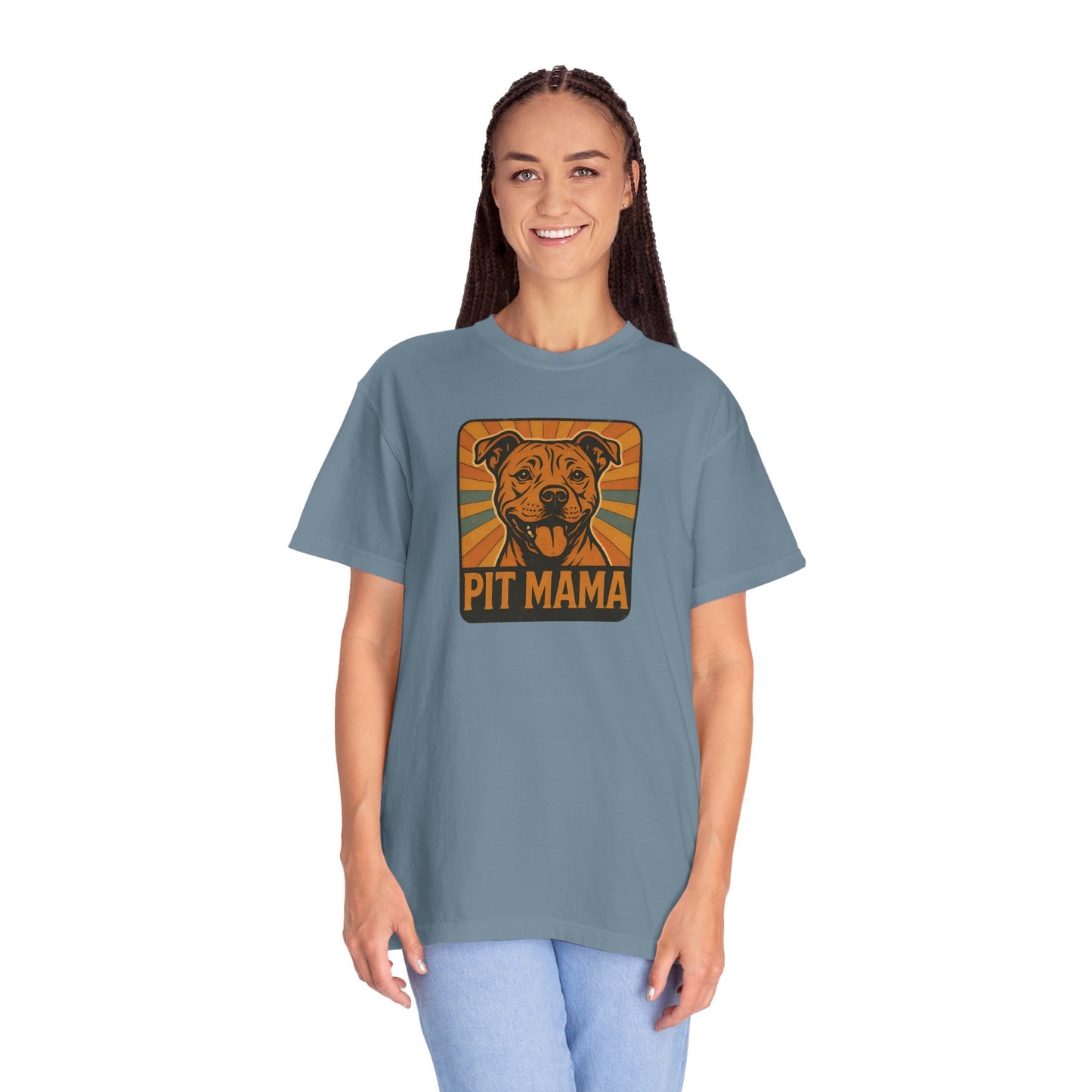 Pit Mama Unisex Garment-Dyed T-Shirt, Dog Lover Gift, Animal Rescue Tee, Pitbull Mom Shirt, Casual Wear, Pet Mom Apparel