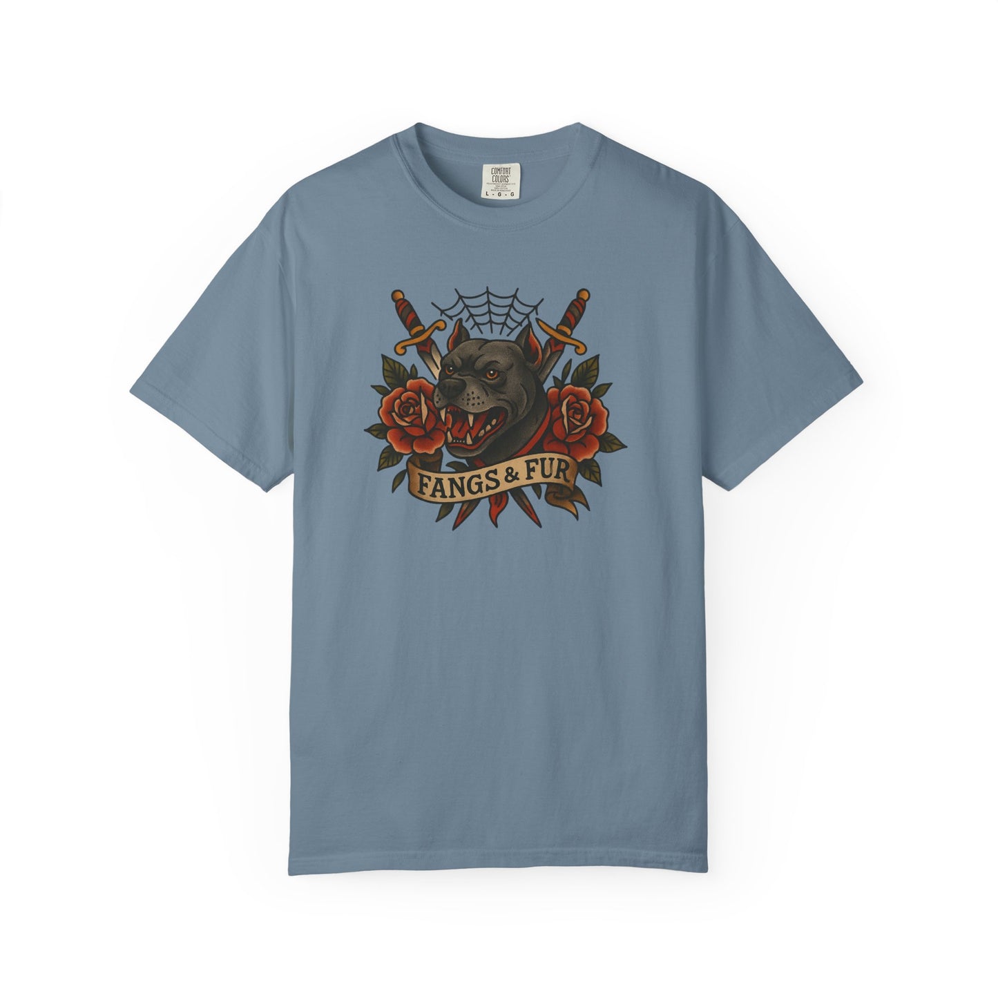 Fangs & Fur Unisex T-Shirt, Gothic Tee, Halloween Apparel, Alternative Fashion, Cat & Rose Design, Graphic T-Shirt