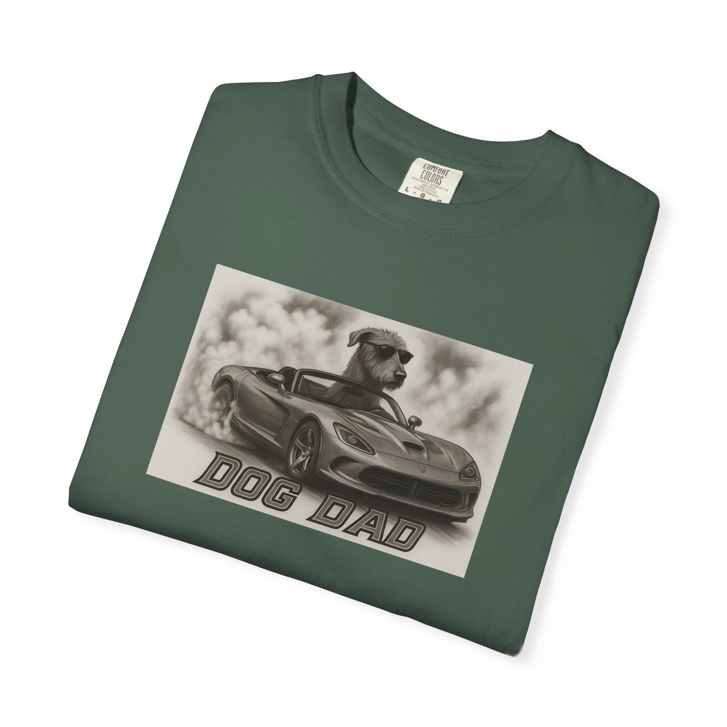 Dog Dad - Irish Wolfhound - Cool Dogs in Cool Cars T-Shirt Collection | Funny Dog Lover Apparel for Men