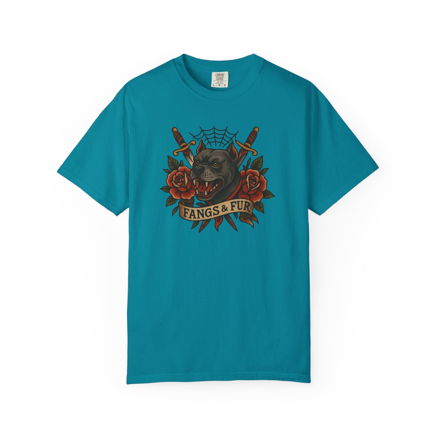 Fangs & Fur Unisex T-Shirt, Gothic Tee, Halloween Apparel, Alternative Fashion, Cat & Rose Design, Graphic T-Shirt