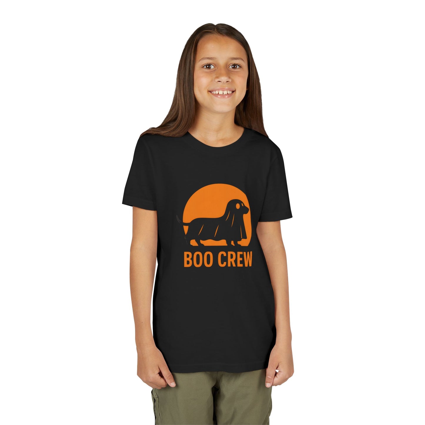Youth Tee for Dog Lovers: Boo Crew Short Sleeve Shirt, Halloween T-Shirt, Kids Pet Fan Gear, Cute Animal Apparel, Fun Gift