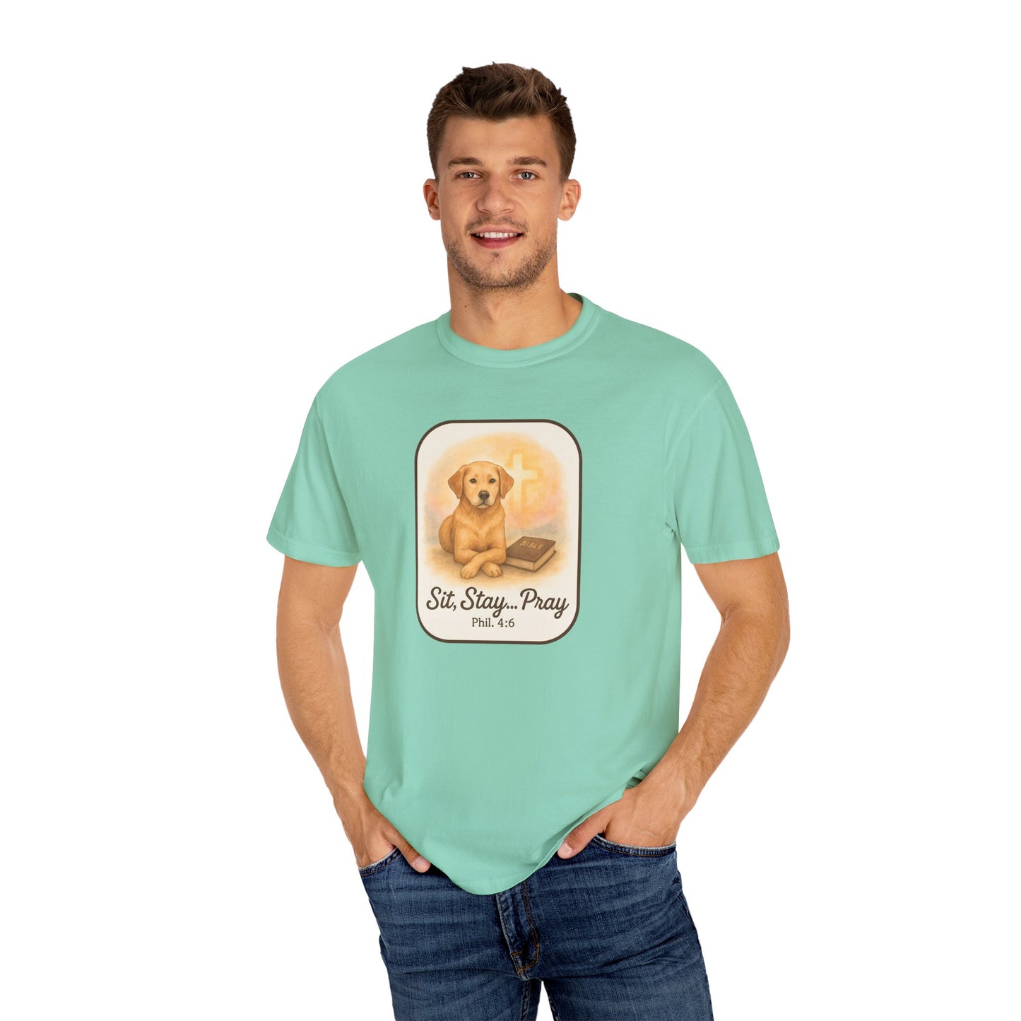 Faith-Inspired Dog Lovers T-Shirt, Unisex Tee, Gift for Pet Owners, Friendship Apparel, Casual Church Wear, Stay Pray Dog Design