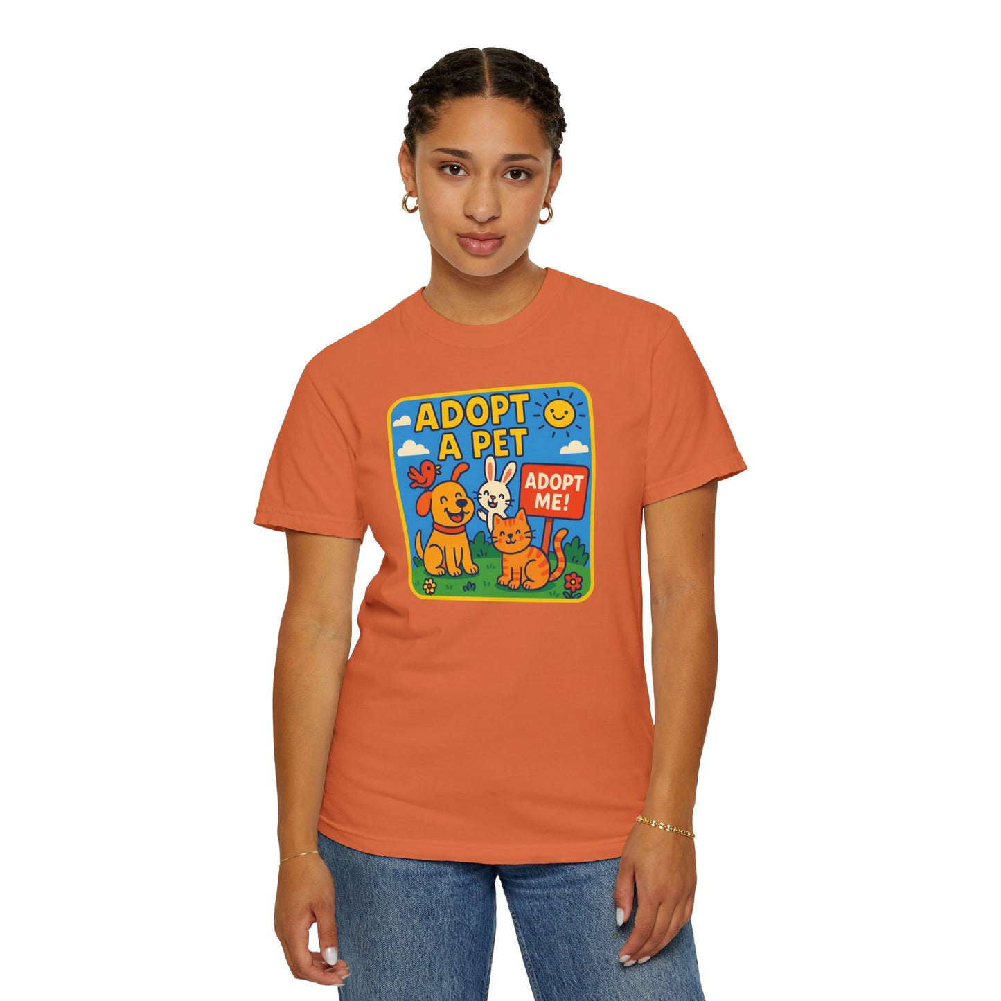 Adopt a Pet T-Shirt - Unisex Garment-Dyed Tee for Animal Lovers
