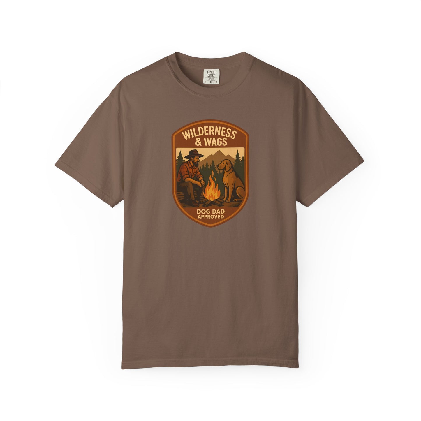 Wilderness & Wags Dog Dad Unisex T-Shirt, Dog Lover Gift, Camping Tee, Father’s Day Apparel, Nature-Inspired Shirt