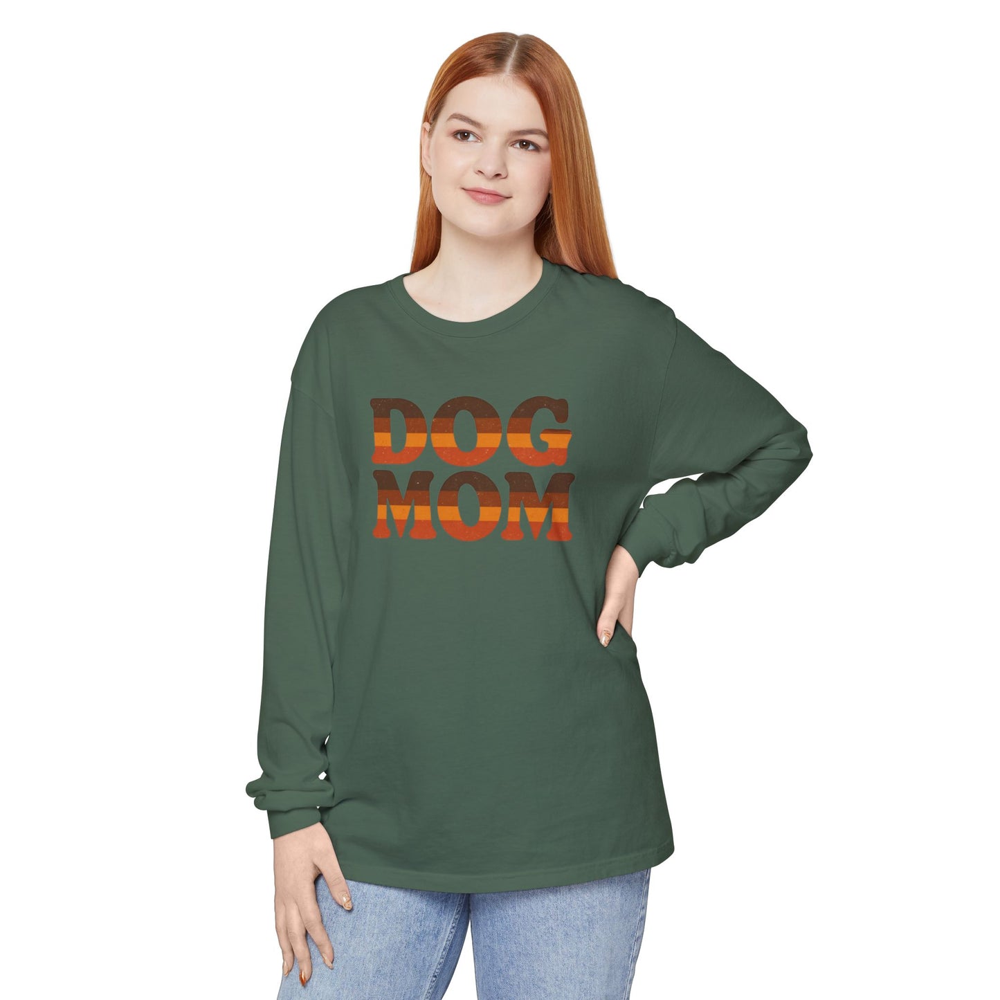 Dog Mom Long Sleeve Tee, Perfect Gift for Dog Lovers, Casual Wear, Pet-Themed Apparel, Great for Birthdays or Holidays