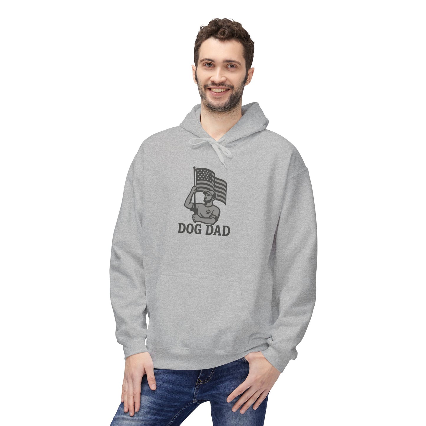 Dog Dad Fleece Hoodie, Unisex Softstyle Hooded Sweatshirt, Perfect Gift for Dog Lovers, Comfortable and Stylish