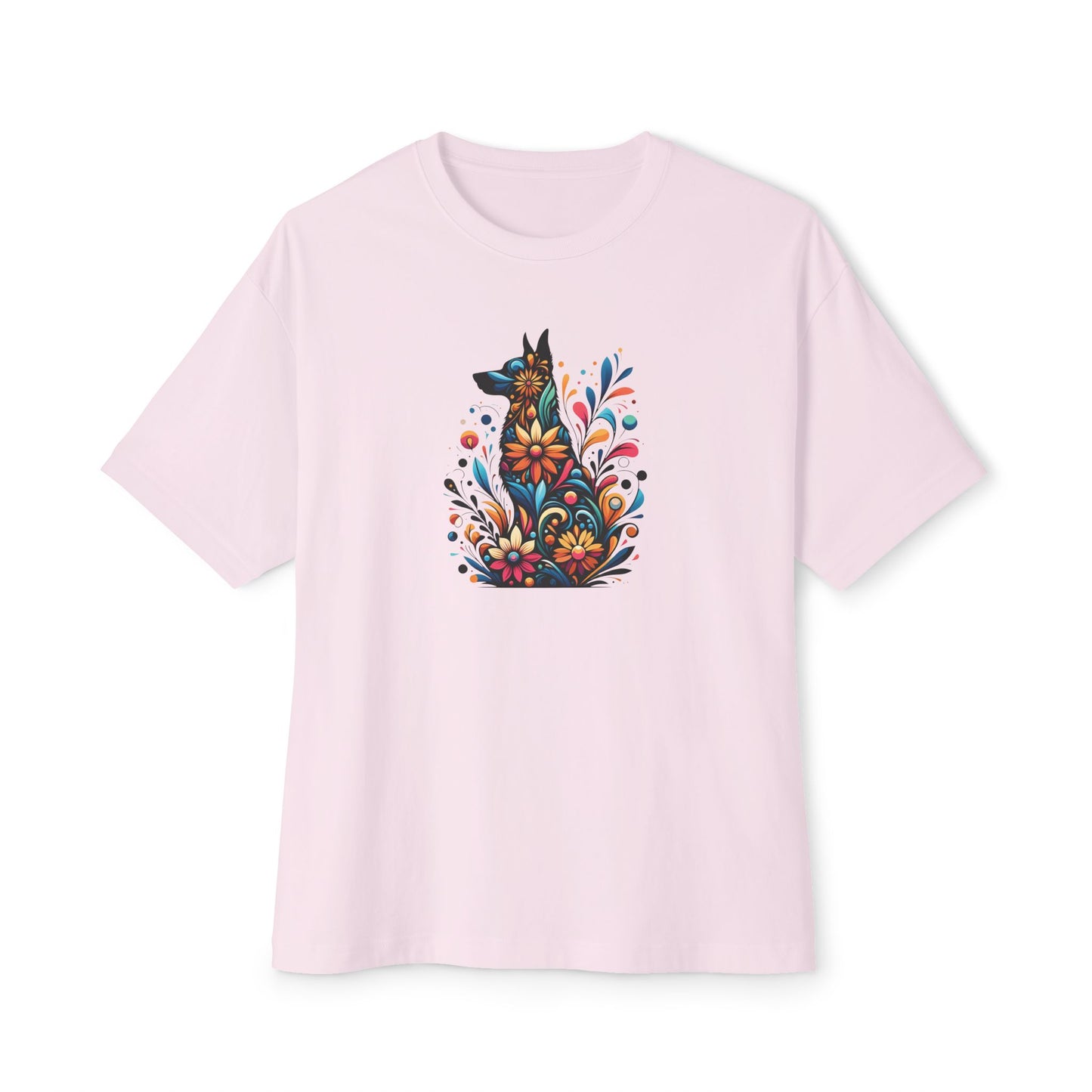 Floral German Shepard Oversized Tee – Unisex Graphic T-Shirt for Pet Lovers