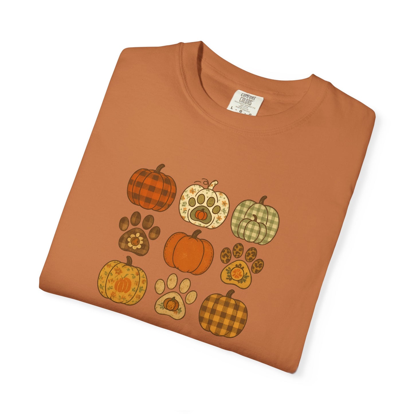 Fall Pumpkin Paw Print Unisex T-Shirt, Cozy Autumn Tee, Harvest Festivity Shirt, Pet Lover Gift, Seasonal Apparel