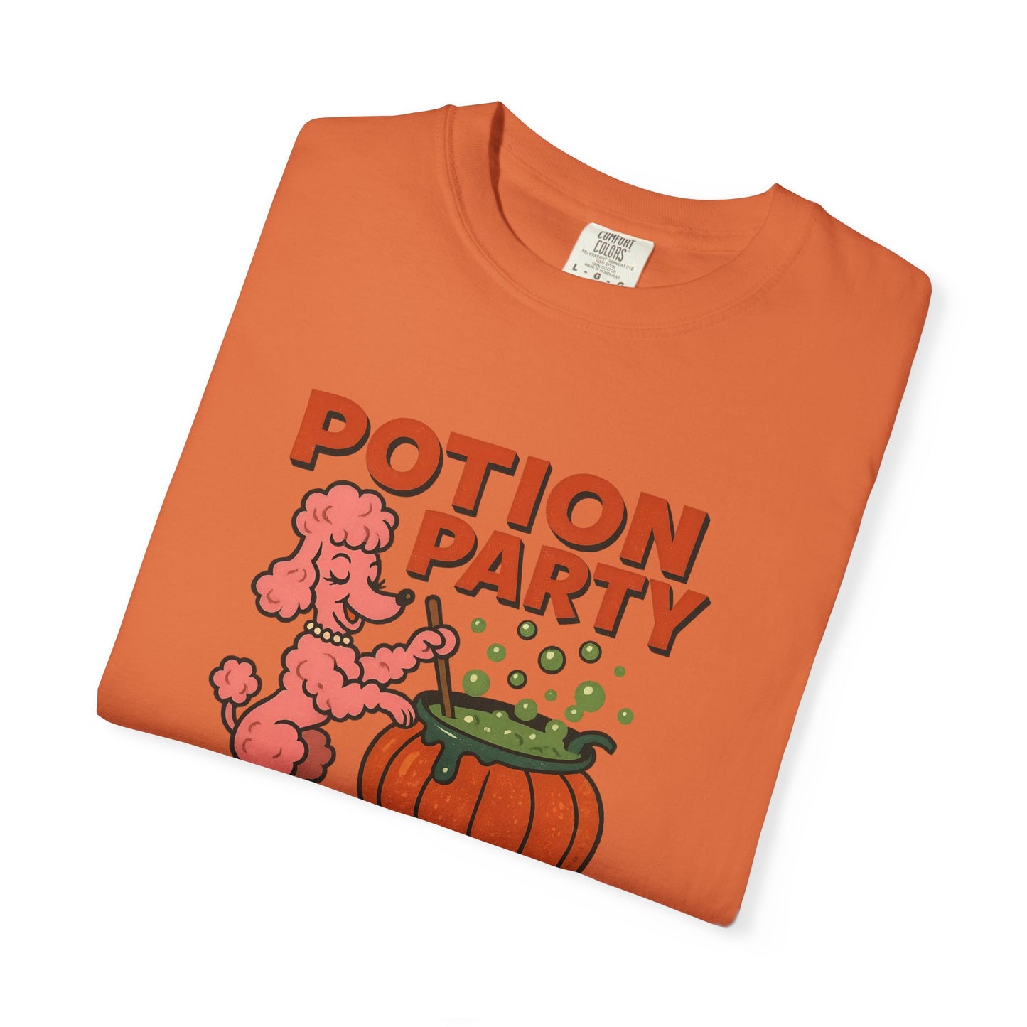 Potion Party Unisex Garment-Dyed T-Shirt | Fun Dog Design, Halloween Tee, Gift for Pet Lovers, Party Shirt, Cute Fall Top
