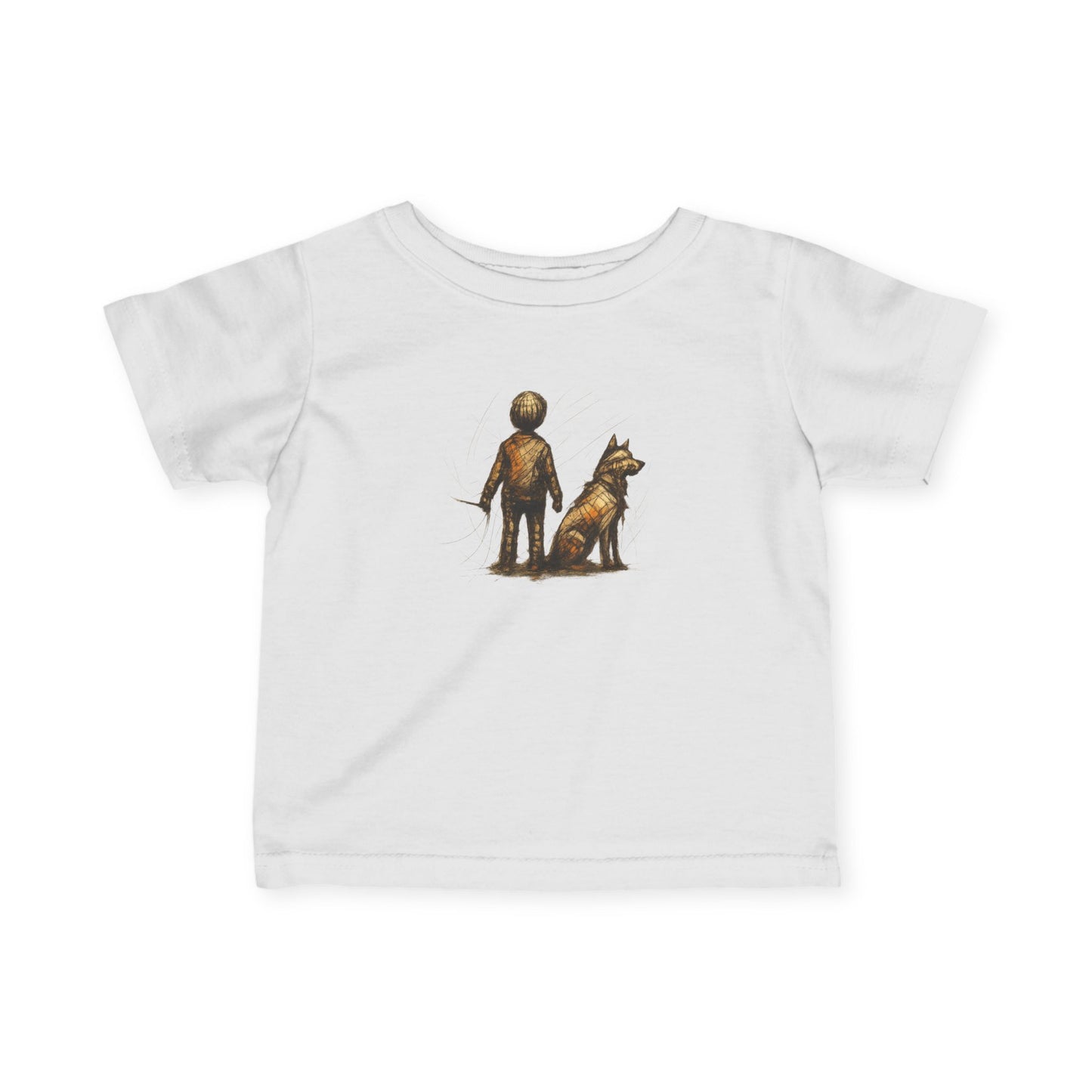 Infant Tee - Boy and his dog Artistic Sketch Drawing