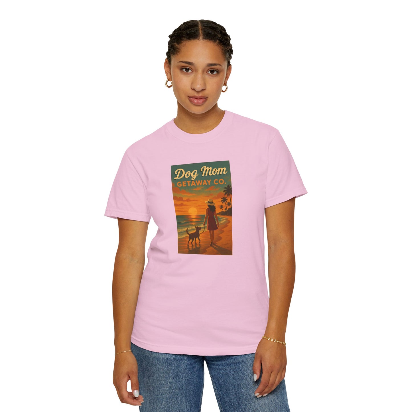 Dog Mom Sunset Tee, Unisex T-Shirt, Dog Lover Gift, Summer Vacation Shirt, Pet Parent Apparel, Casual Everyday Wear