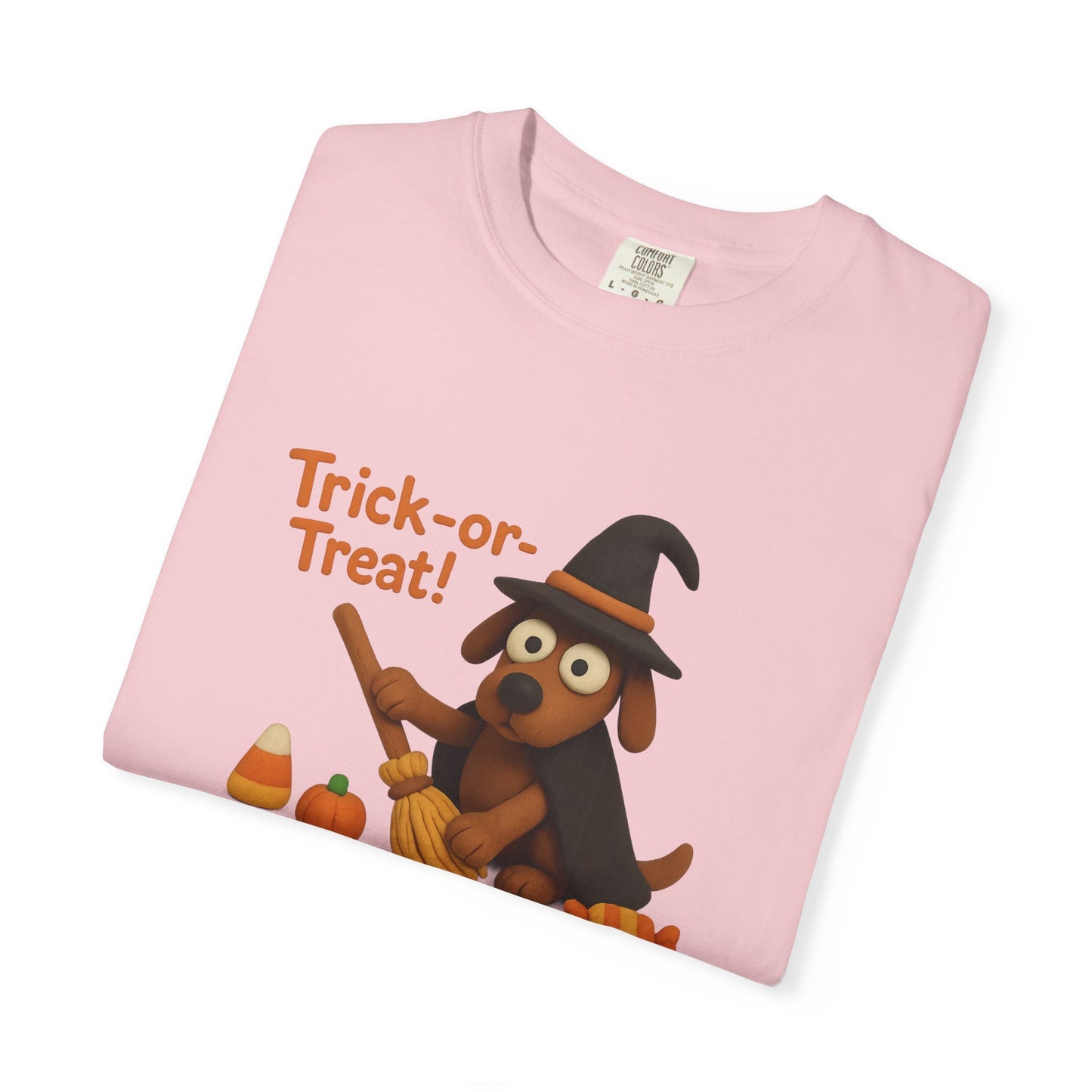 Cute Halloween Dog T-Shirt, Trick-or-Treat Shirt, Fall Apparel, Pet Lover Gift, Unisex Halloween Clothing, Animal Lover Tee