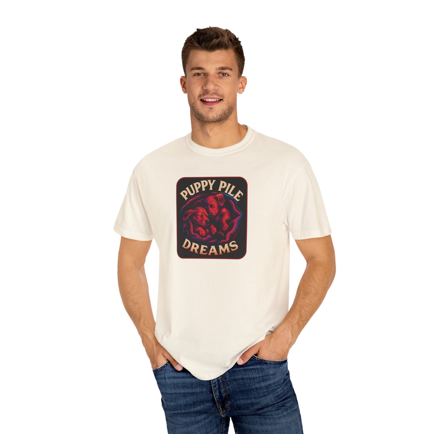 Puppy Pile Dreams T-Shirt, Unisex Tee, Dog Lover Gift, Casual Wear, Comfortable Cotton Shirt, Fun Animal Graphic Tee