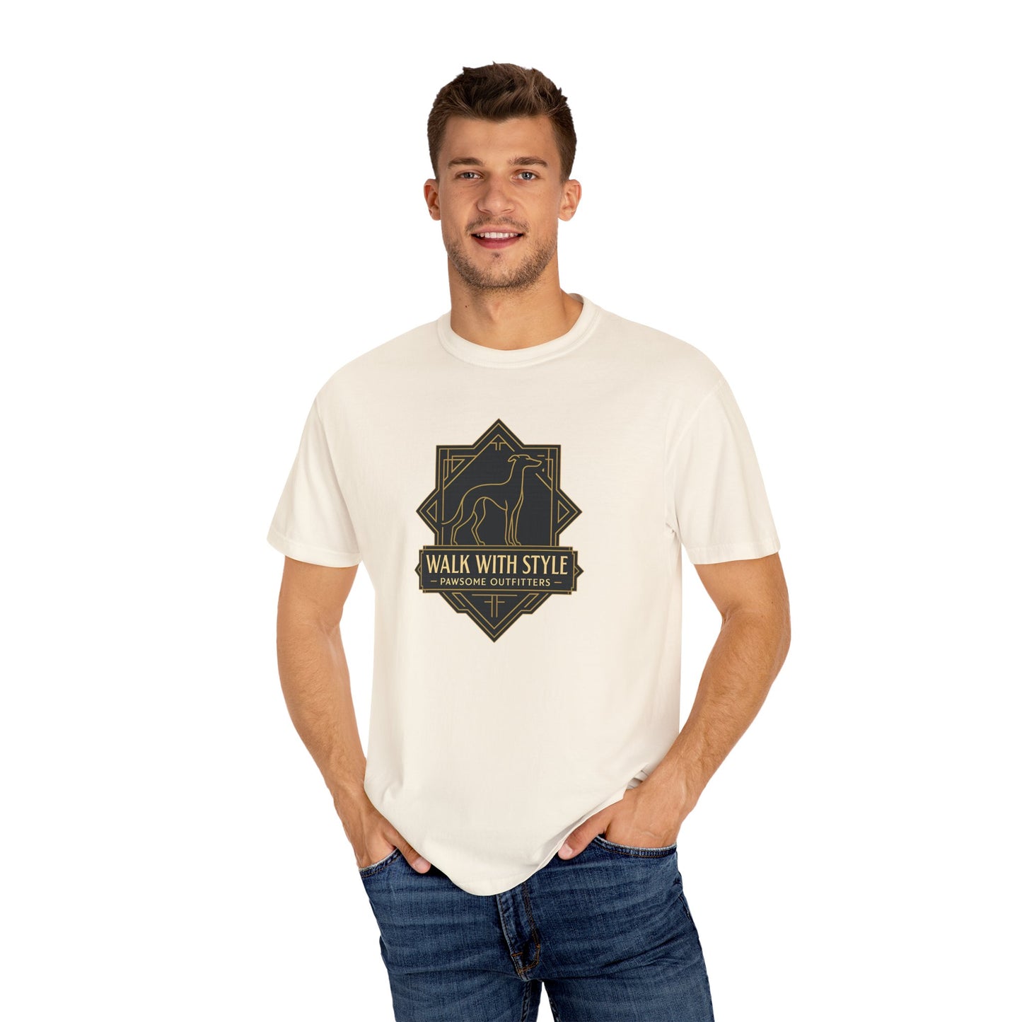 Stylish Unisex Tee - Walk with Style Graphic Shirt, Casual Wear, Gift for Dog Lovers, Relaxed Fit, Everyday Comfort