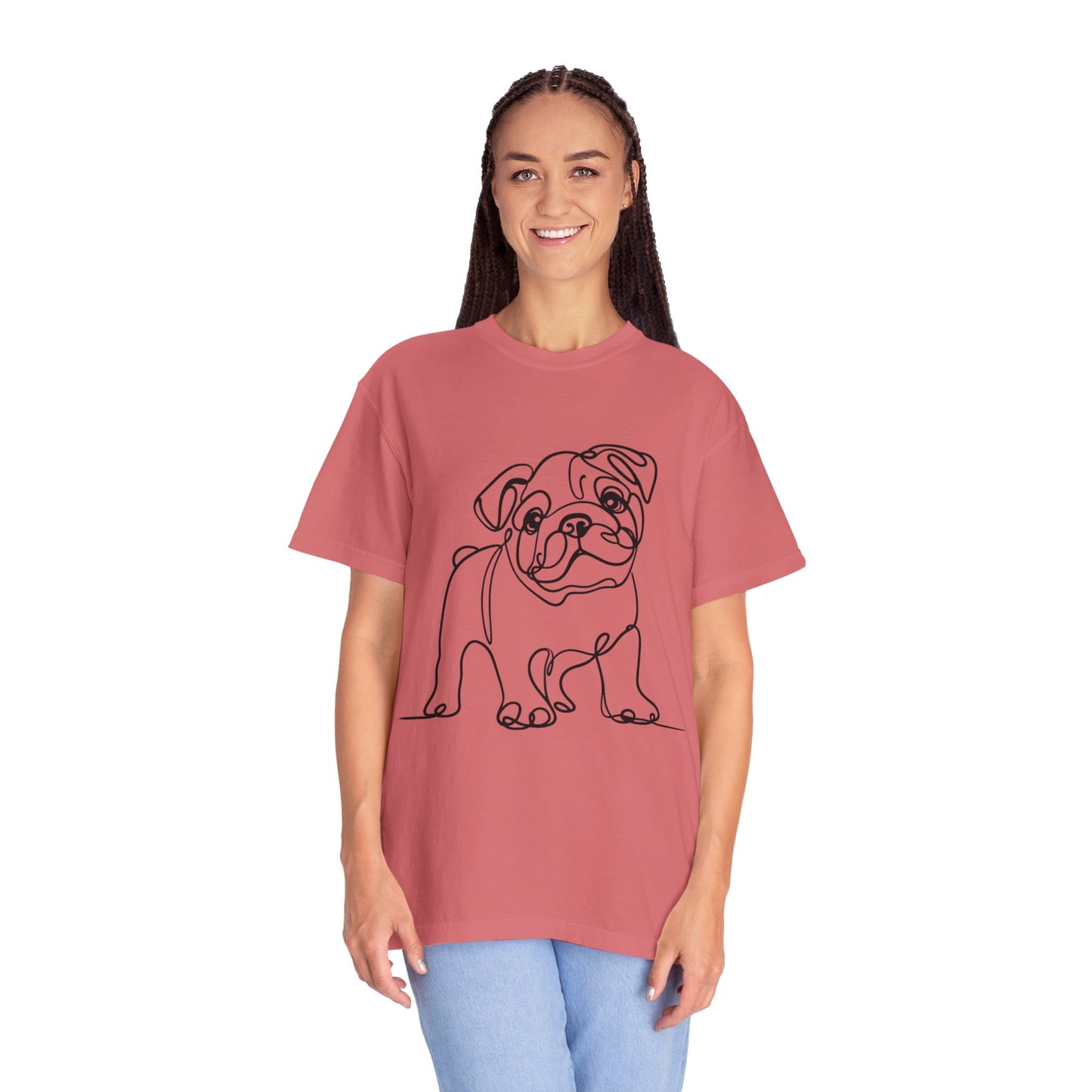 Unisex Garment-Dyed T-shirt with Minimalist Bulldog Design