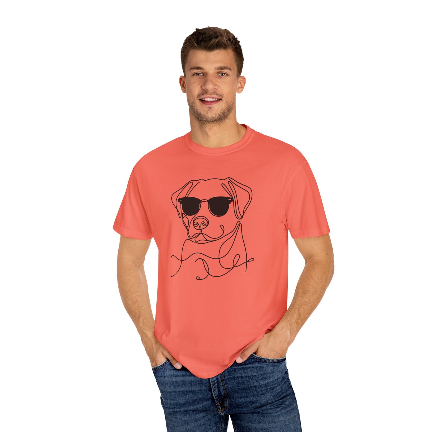 Cool Dog Line Art T-Shirt, Pet Lover Gift, Unisex Tee, Animal Lover Shirt, Casual Wear, Dog Mom Gift, Birthday Present, Dog Themed Apparel